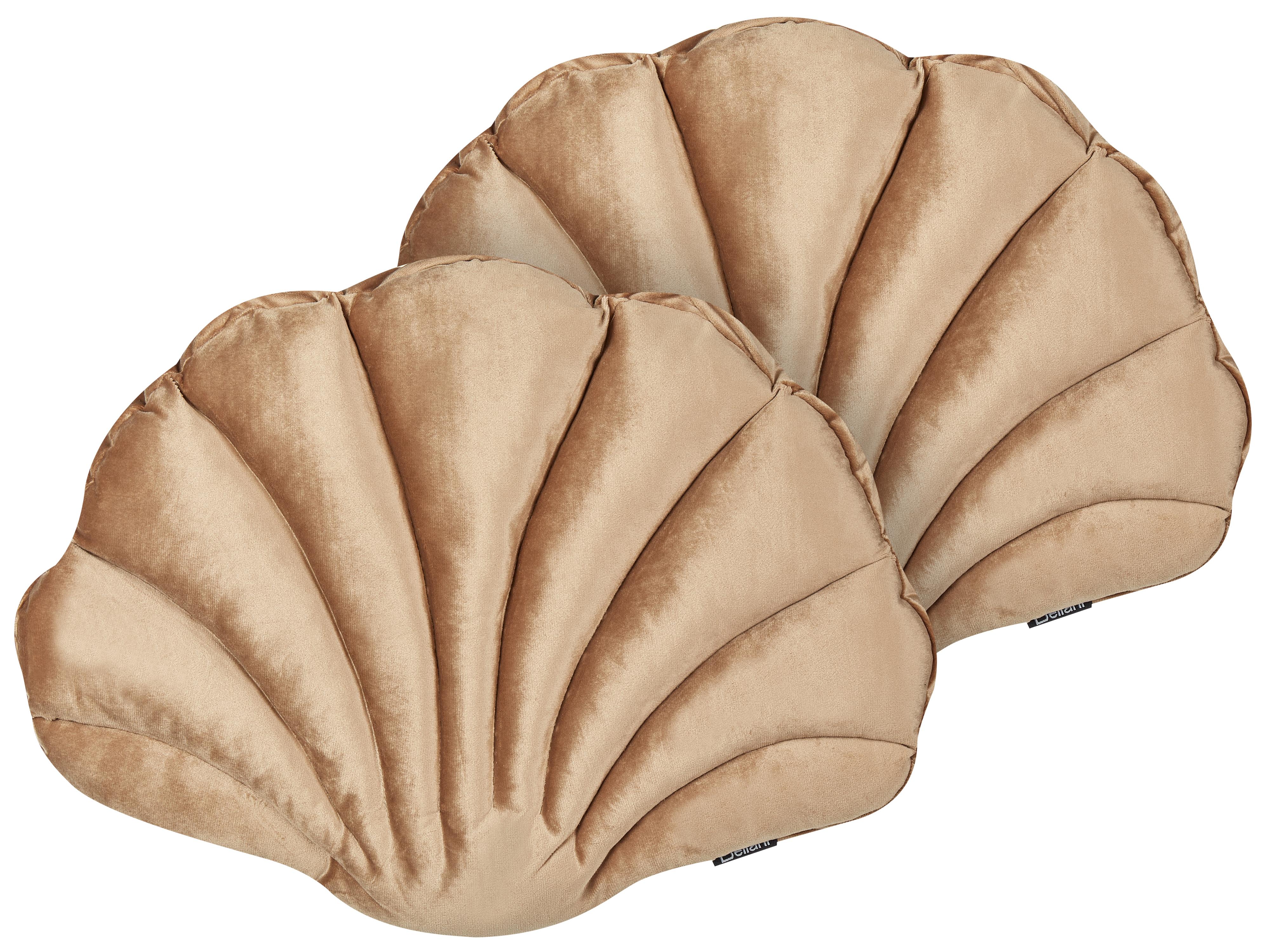 Conjunto de 2 cojines decorativos CONSOLIDA Terciopelo 47 x 35 cm Arena Liso