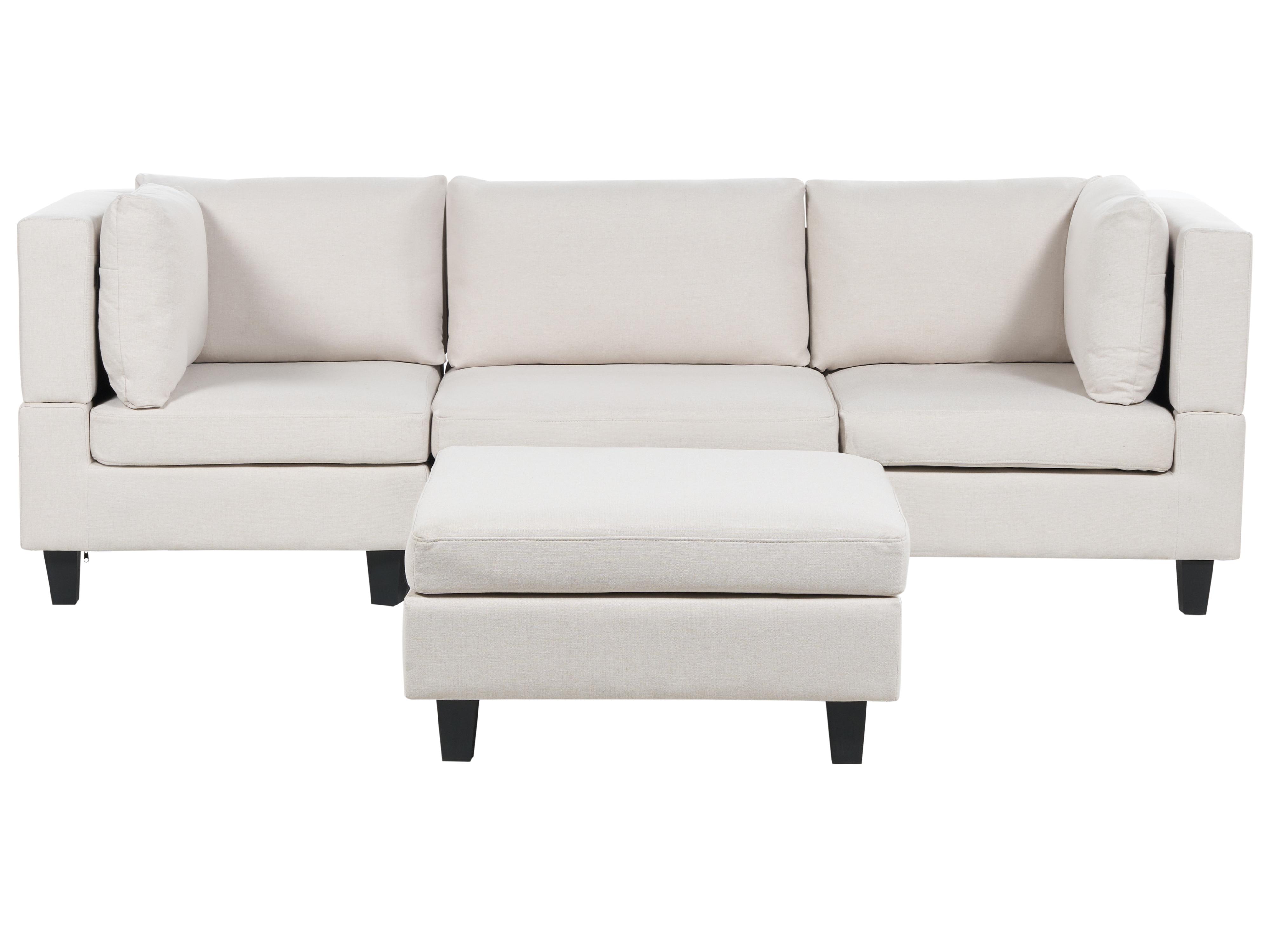 Modular Sofa 3 Seater UNSTAD Fabric Light Beige with Ottoman