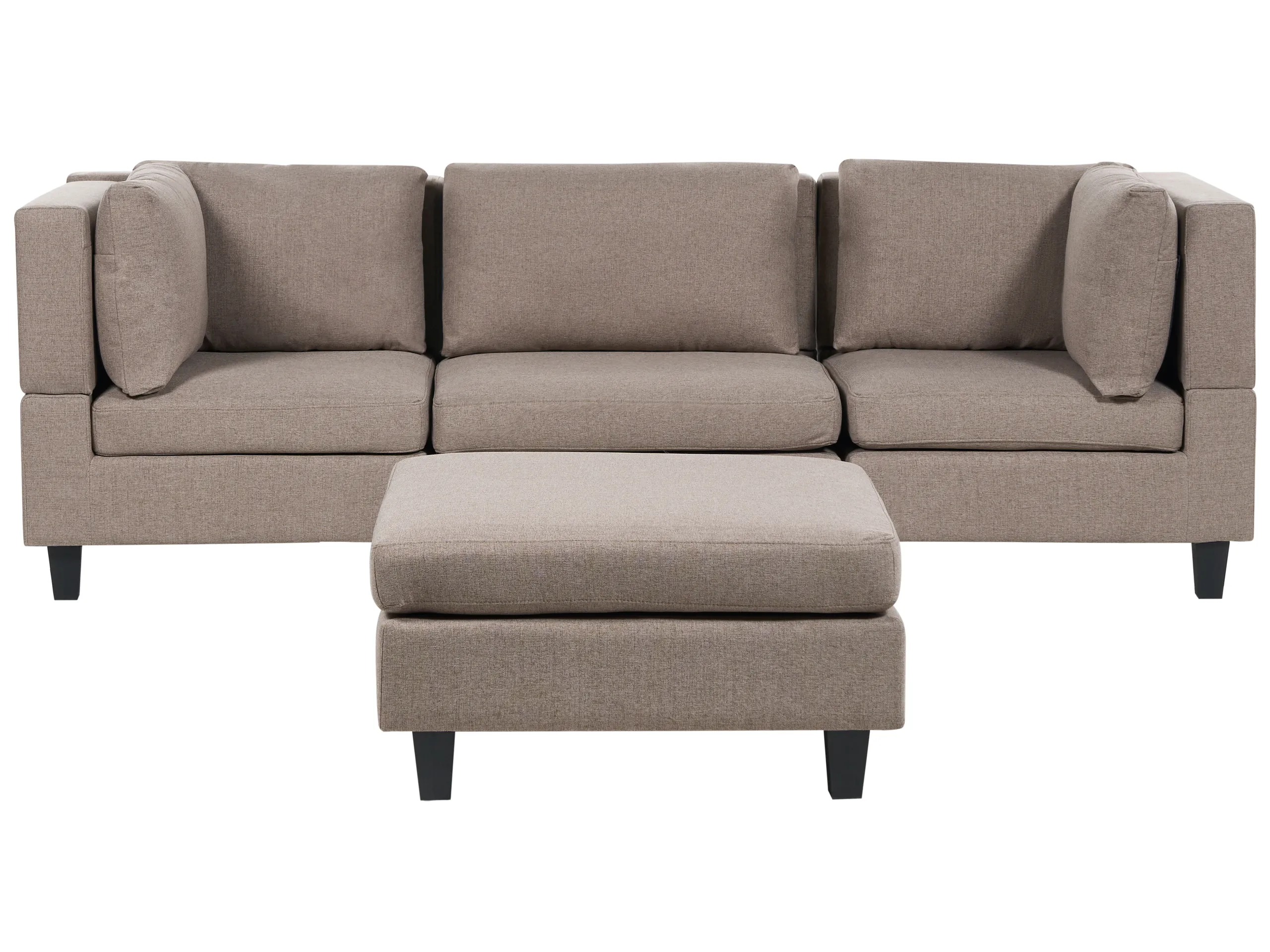 Modular Sofa 3 Seater UNSTAD Fabric Brown with Ottoman