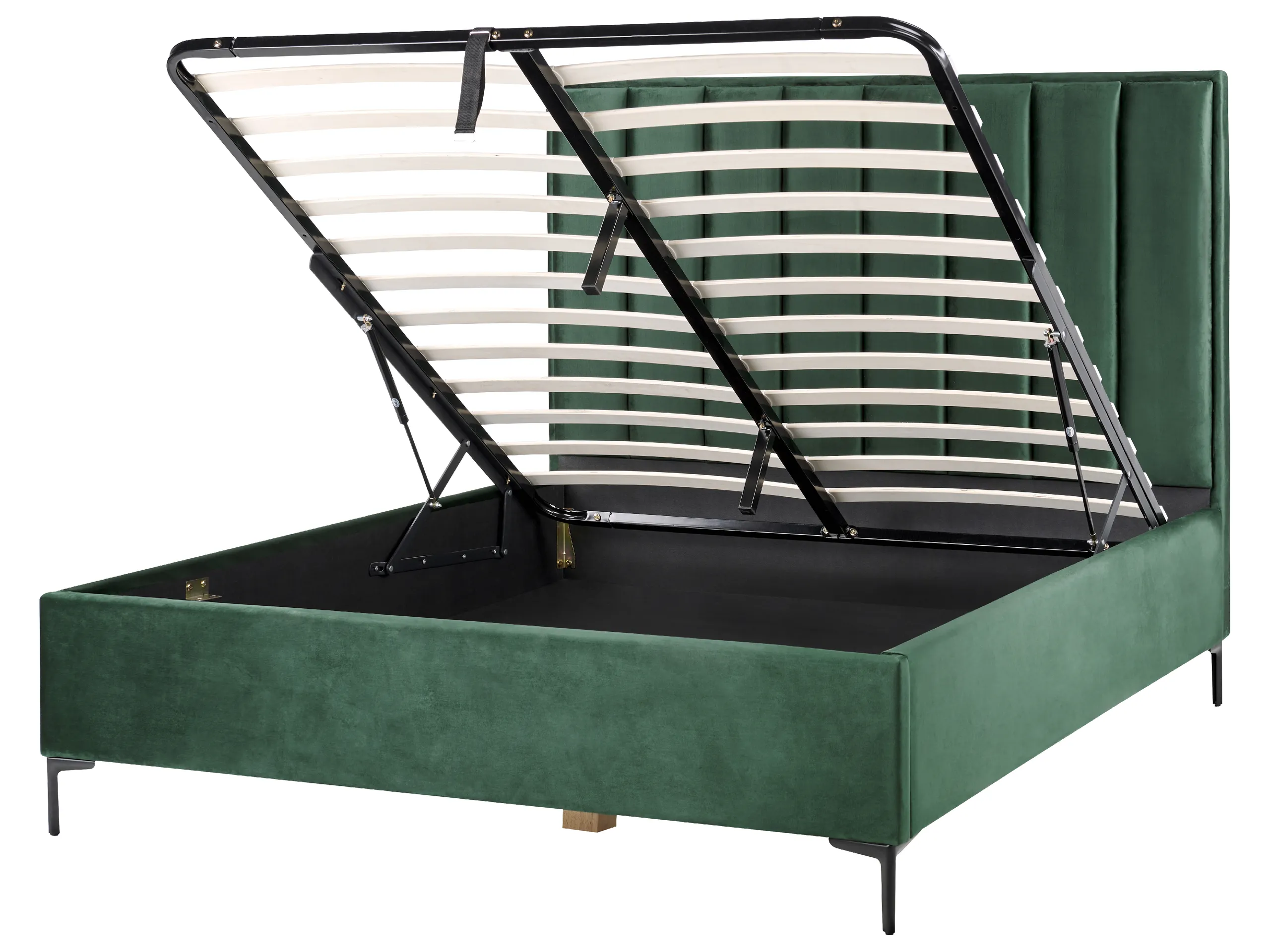 Cama con almacenaje Terciopelo SEZANNE 160 x 200 cm Verde oscuro