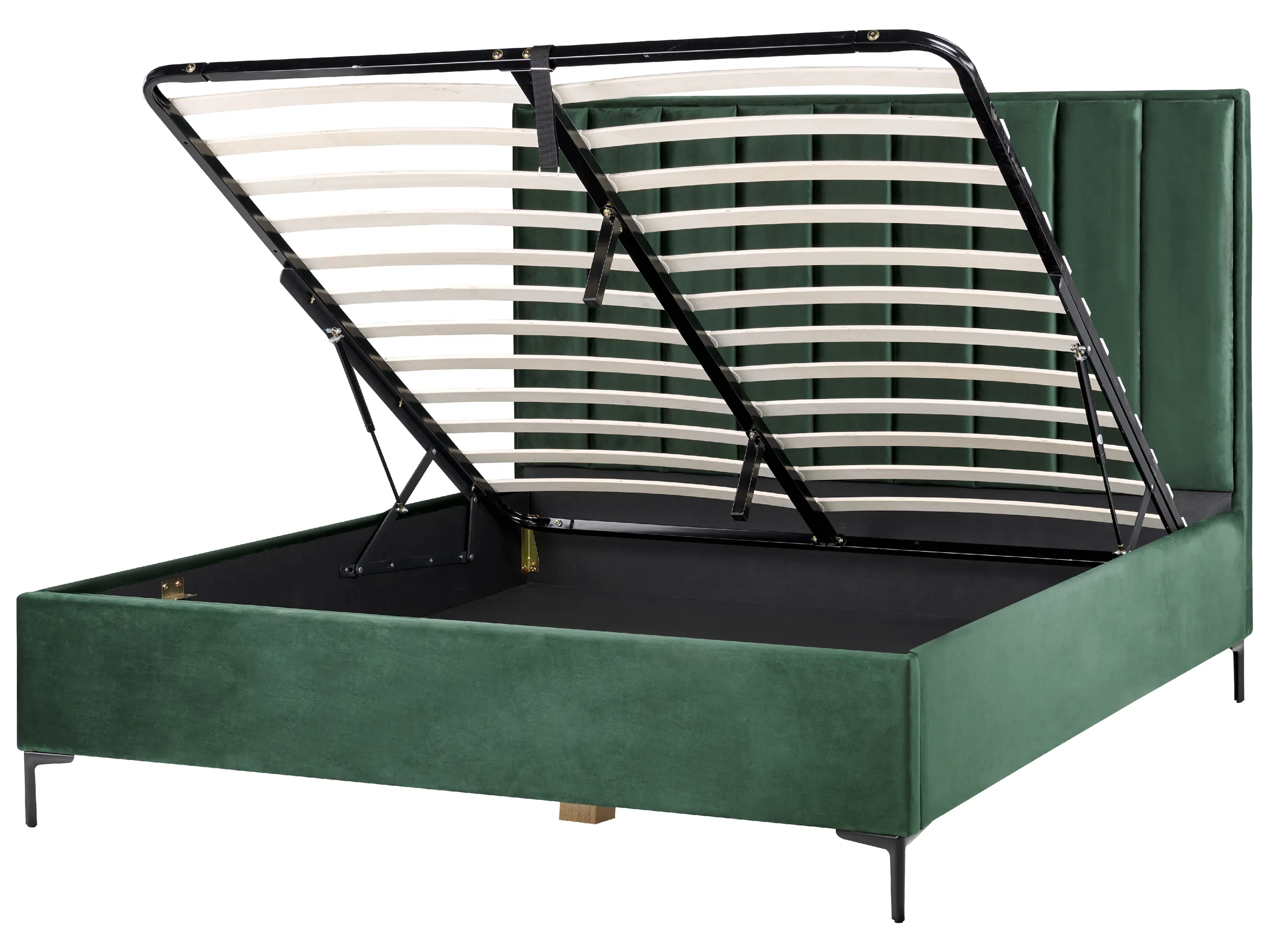 Cama con almacenaje Terciopelo SEZANNE 180 x 200 cm Verde oscuro