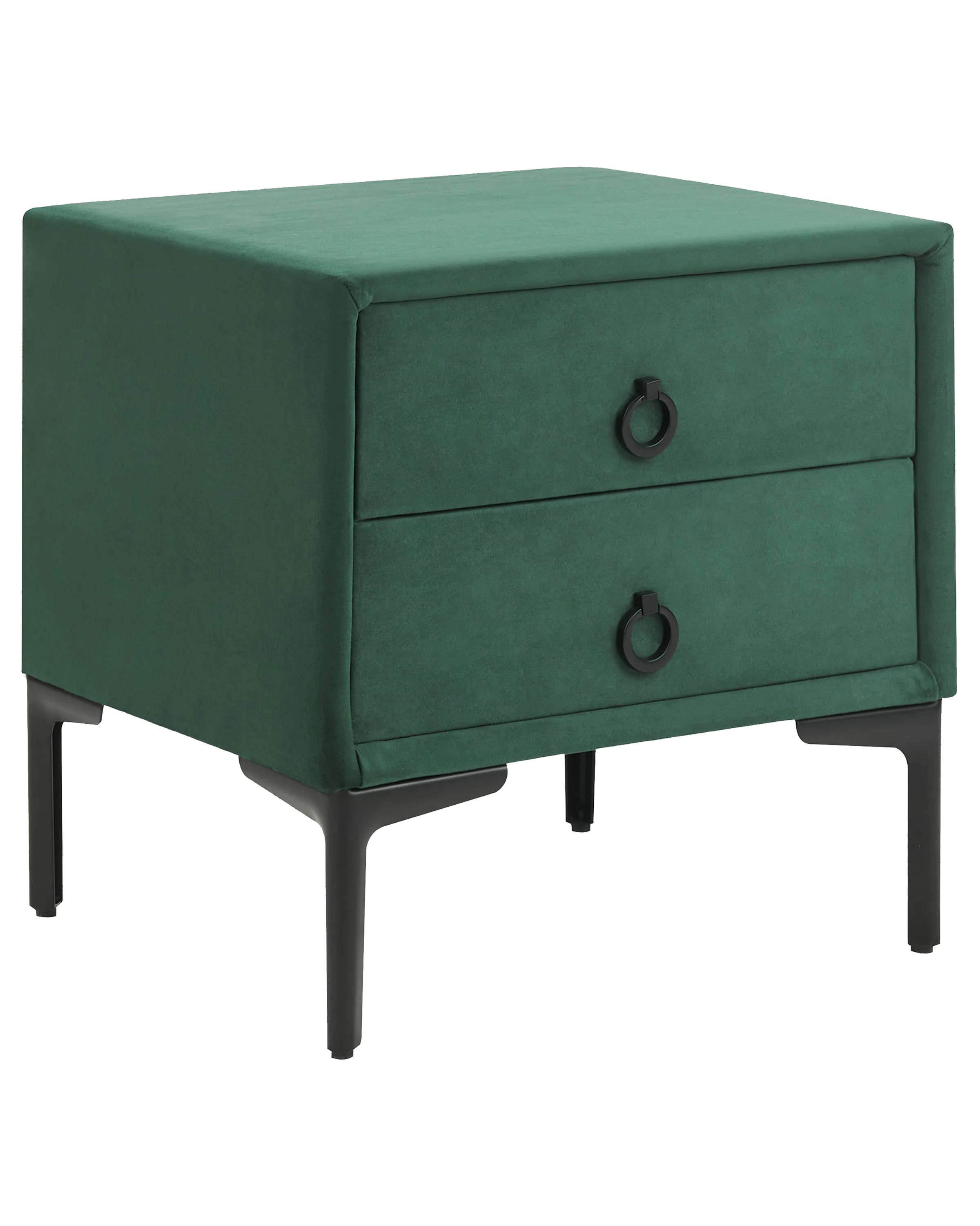 2 Drawer Bedside Table SEZANNE Velvet Dark Green