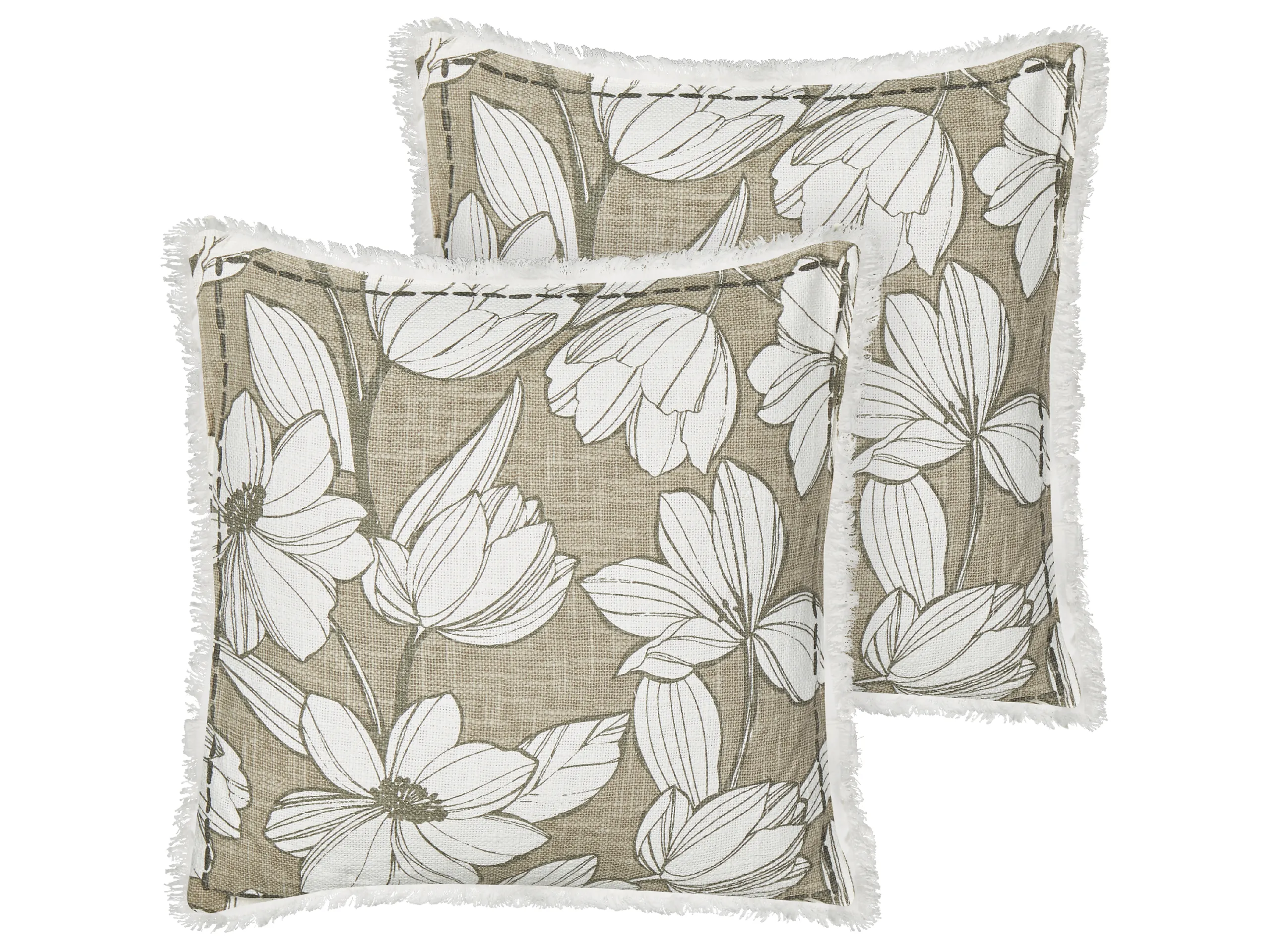 Conjunto de 2 cojines decorativos CYANOTIS Algodón 45 x 45 cm Verde Patrón floral