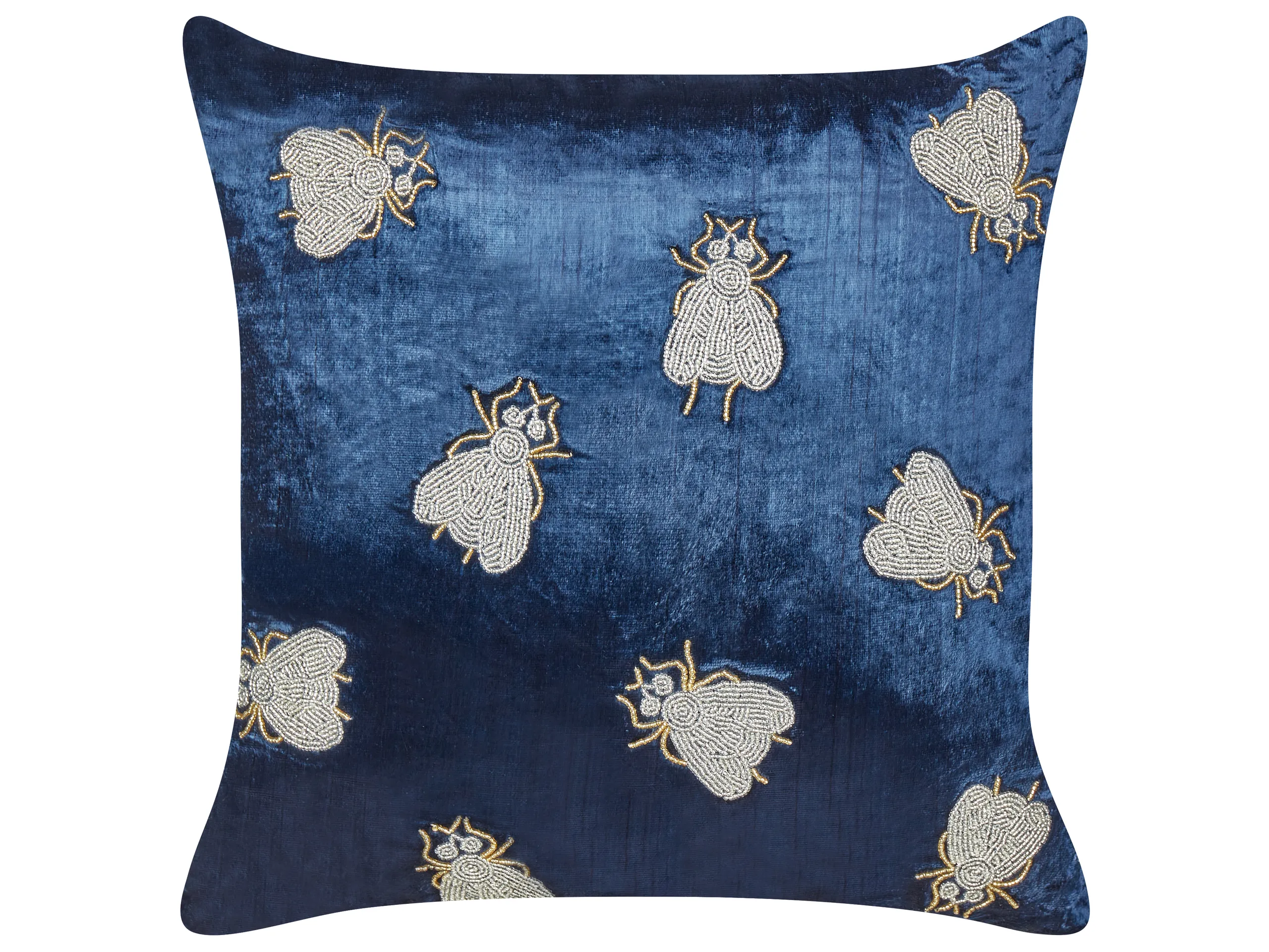 Cojín decorativo PENTAS Terciopelo 45 x 45 cm Azul marino Patrón animal