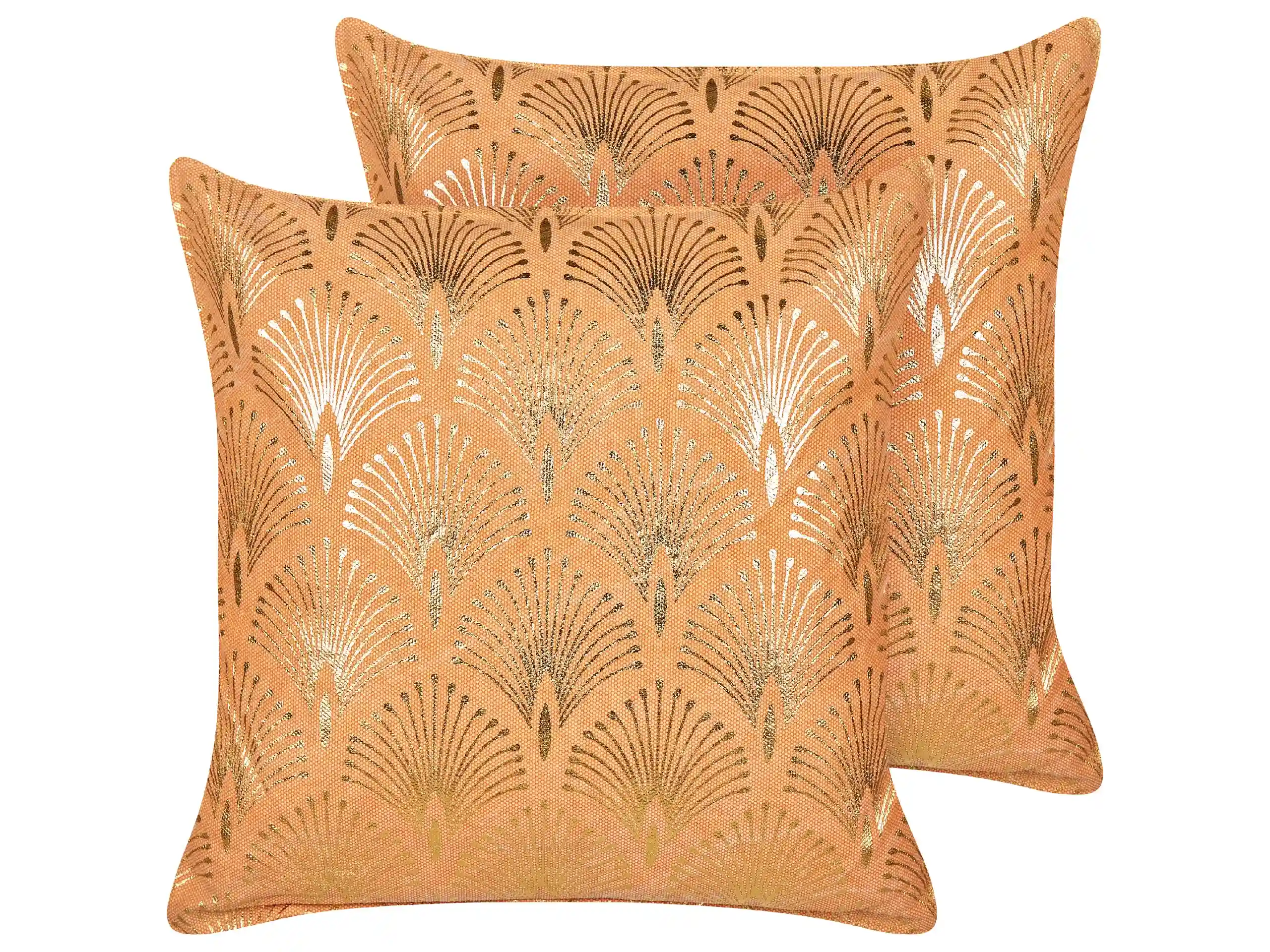 Conjunto de 2 cojines decorativos HOYA Algodón 45 x 45 cm Naranja Patrón geométrico