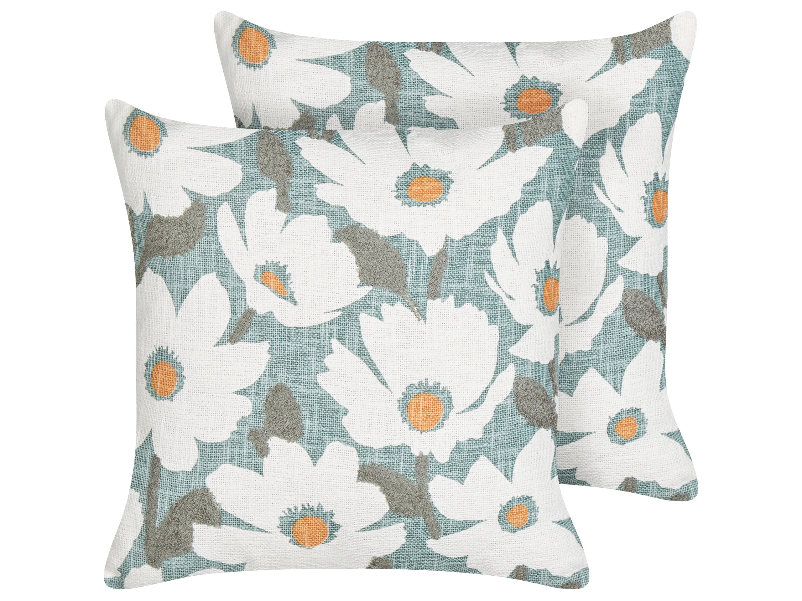 Conjunto de 2 cojines decorativos JATROPHA Algodón 45 x 45 cm Azul claro Patrón floral
