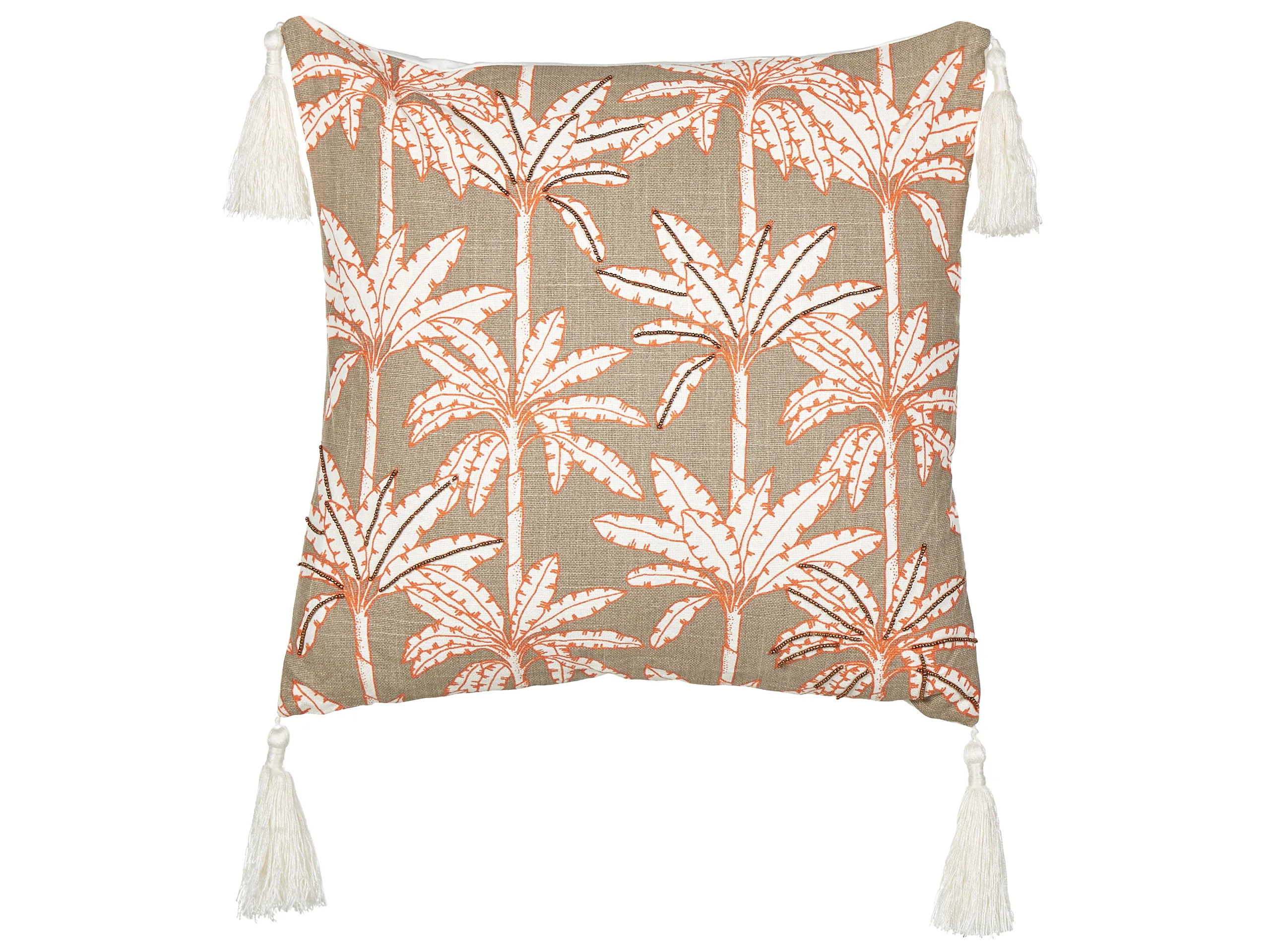 Cojín decorativo MELOBESIA Algodón 45 x 45 cm Beige Patrón de plantas