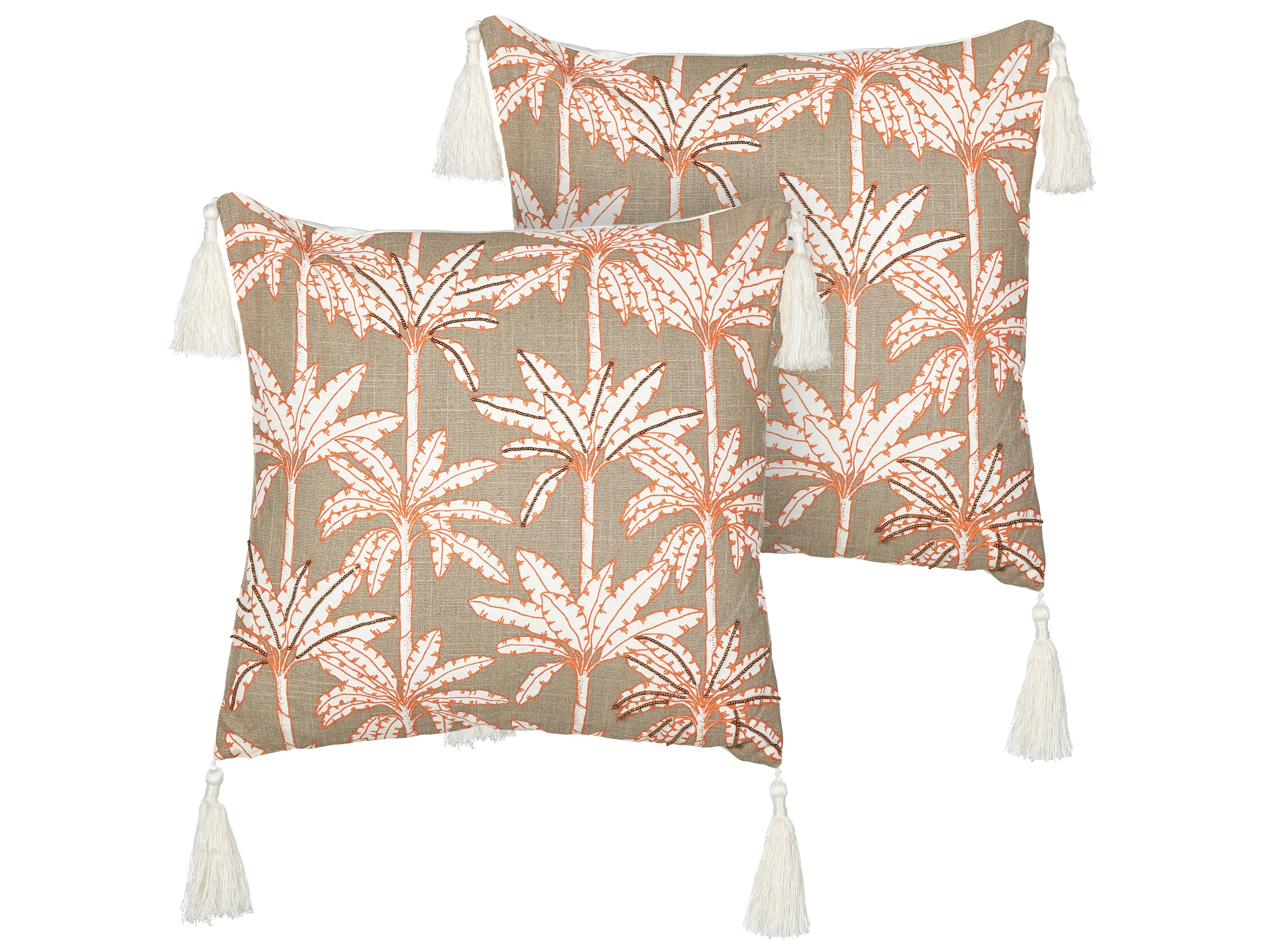 Conjunto de 2 cojines decorativos MELOBESIA Algodón 45 x 45 cm Multicolor Patrón de plantas