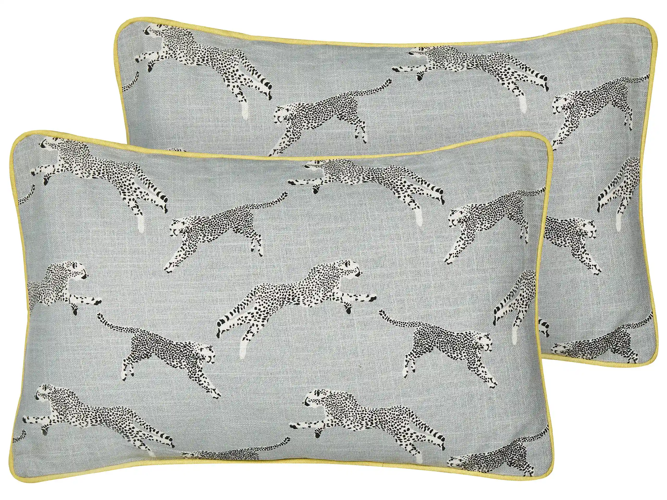 Conjunto de 2 cojines decorativos ARALES Algodón 30 x 50 cm Gris claro Patrón animal