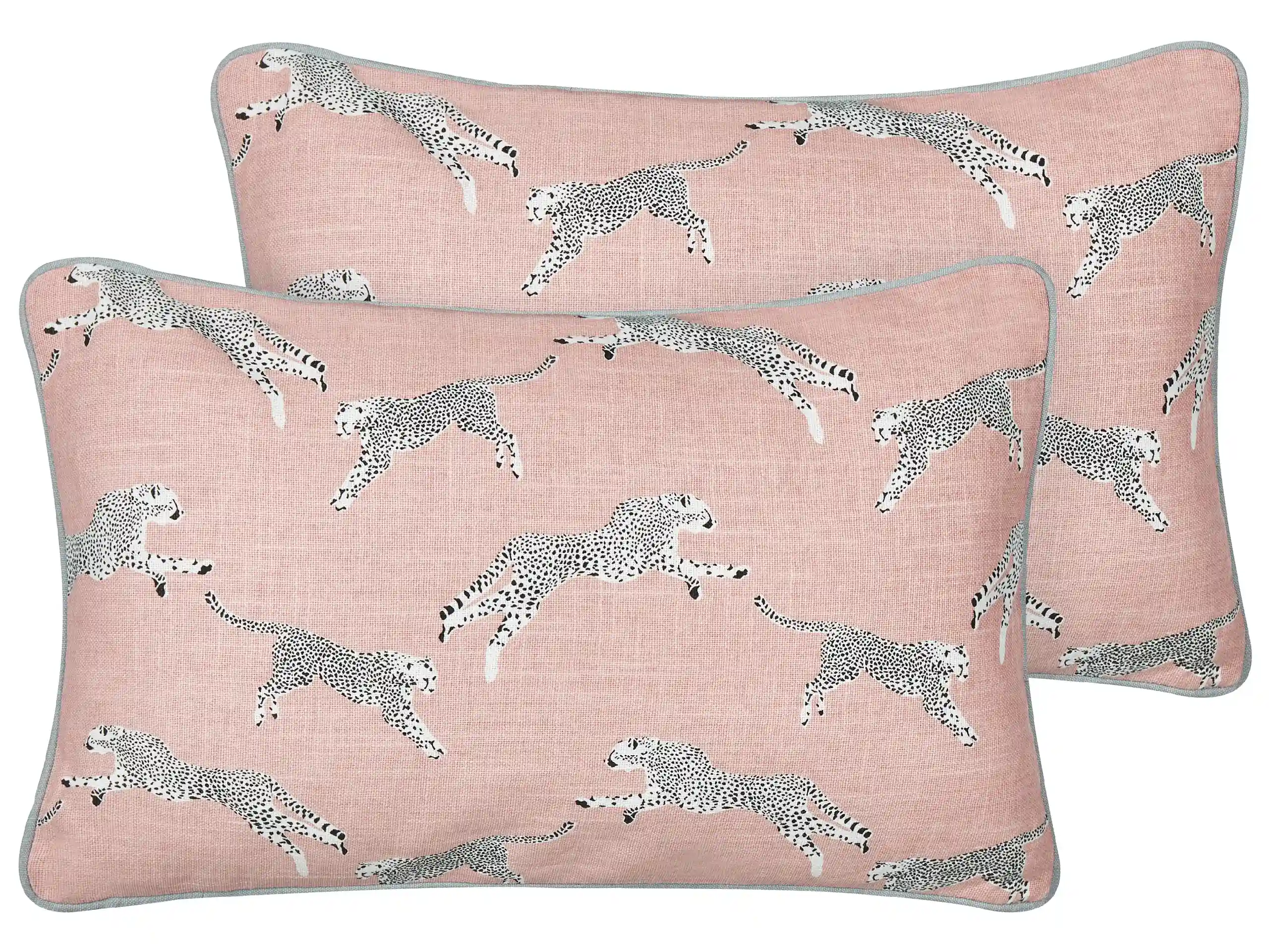 Conjunto de 2 cojines decorativos ARALES Algodón 30 x 50 cm Rosa pastel Patrón animal