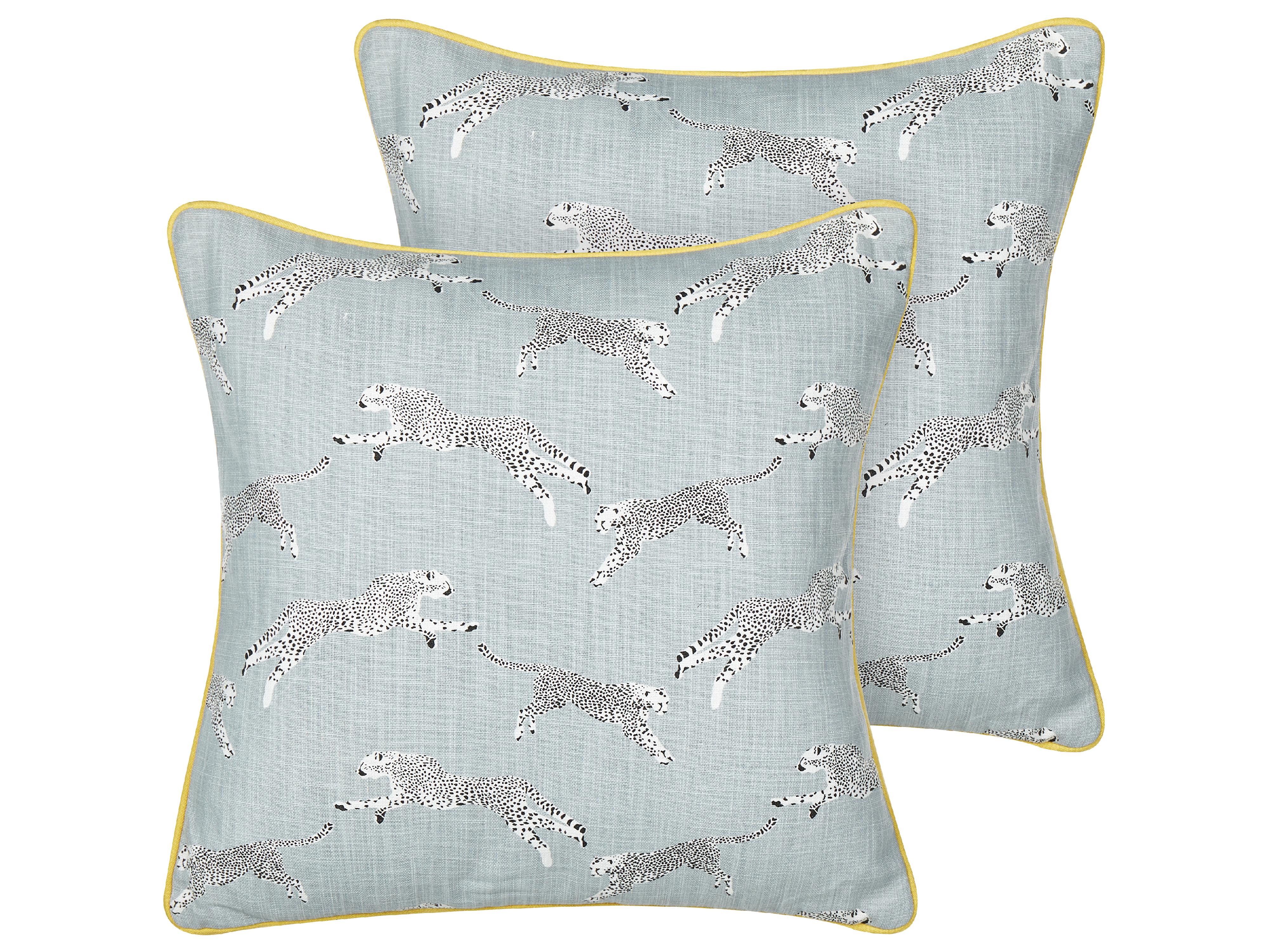 Conjunto de 2 cojines decorativos ARALES Algodón 45 x 45 cm Gris claro Patrón animal