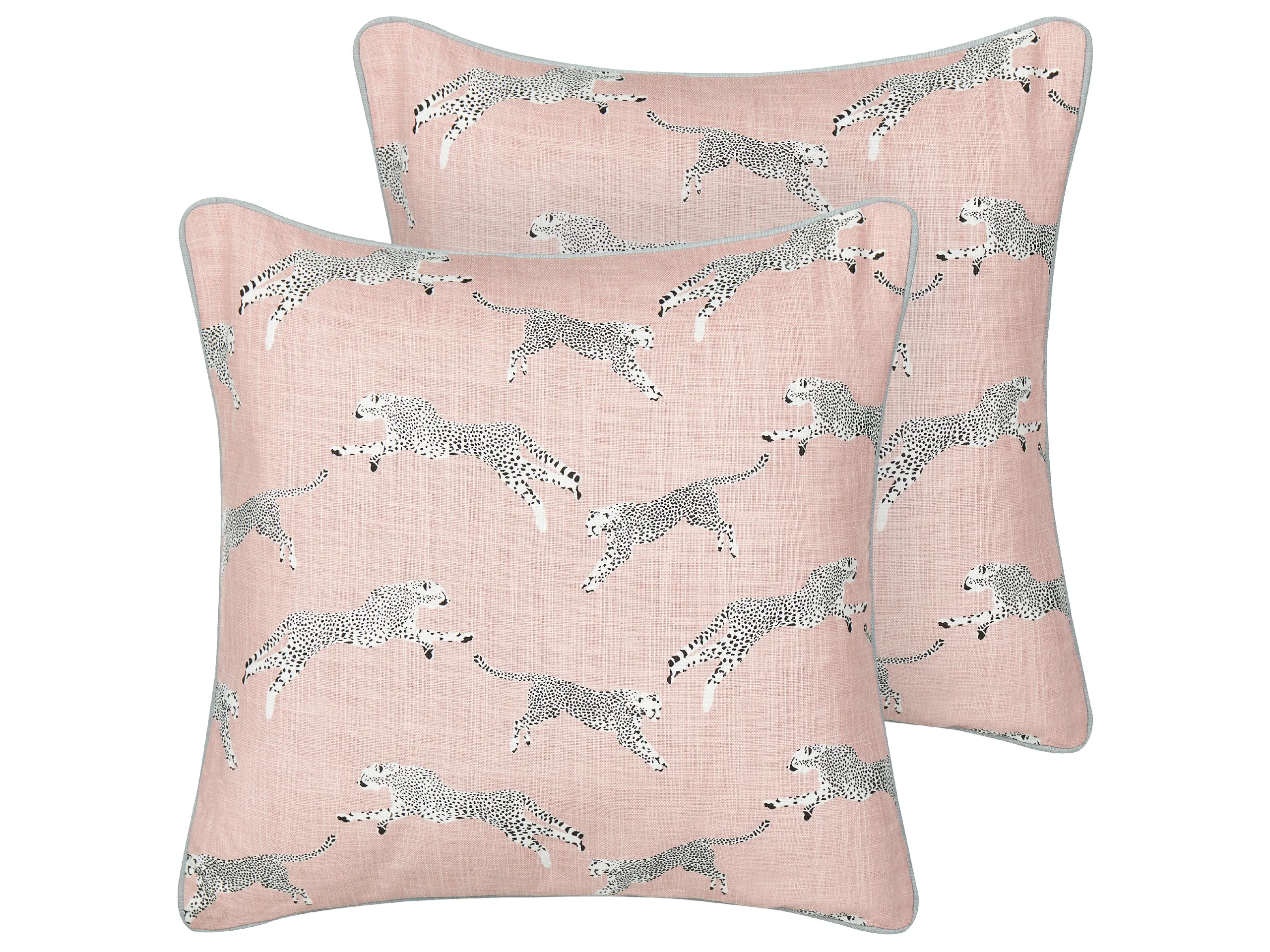 Conjunto de 2 cojines decorativos ARALES Algodón 45 x 45 cm Rosa pastel Patrón animal