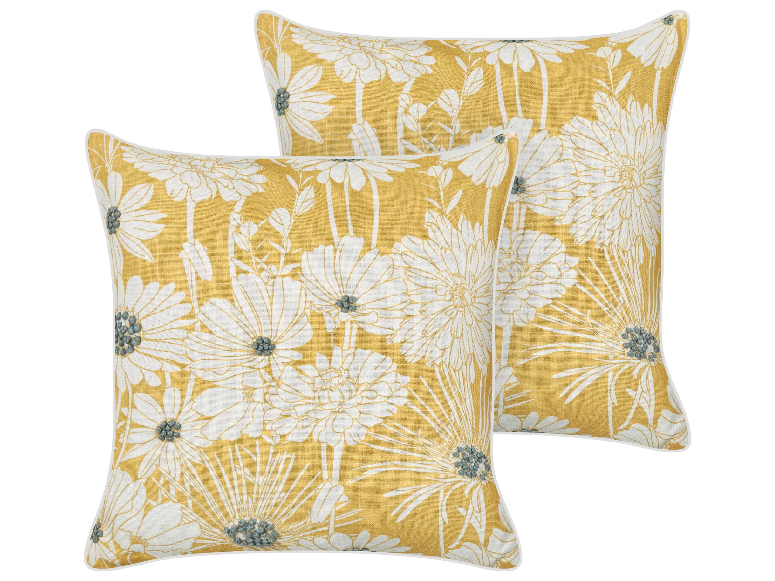 Conjunto de 2 cojines decorativos SCIRPUS Algodón 45 x 45 cm Amarillo Patrón floral