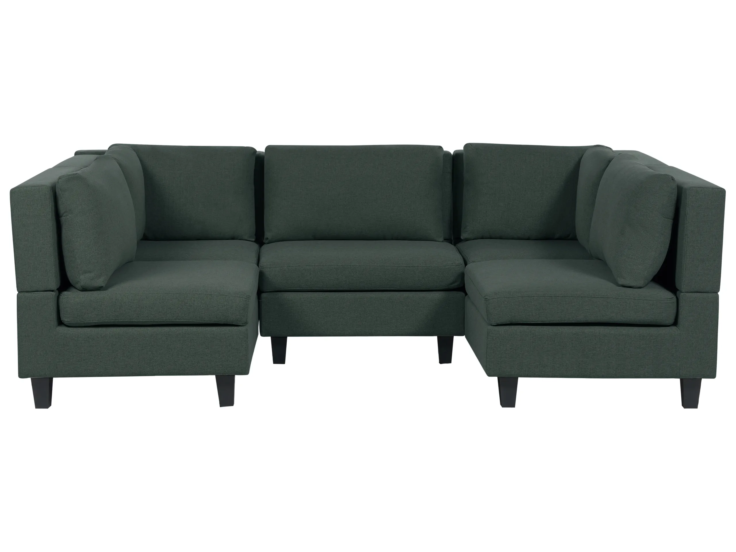 Modular U-Shape Sofa 5 Seater UNSTAD Fabric Dark Green