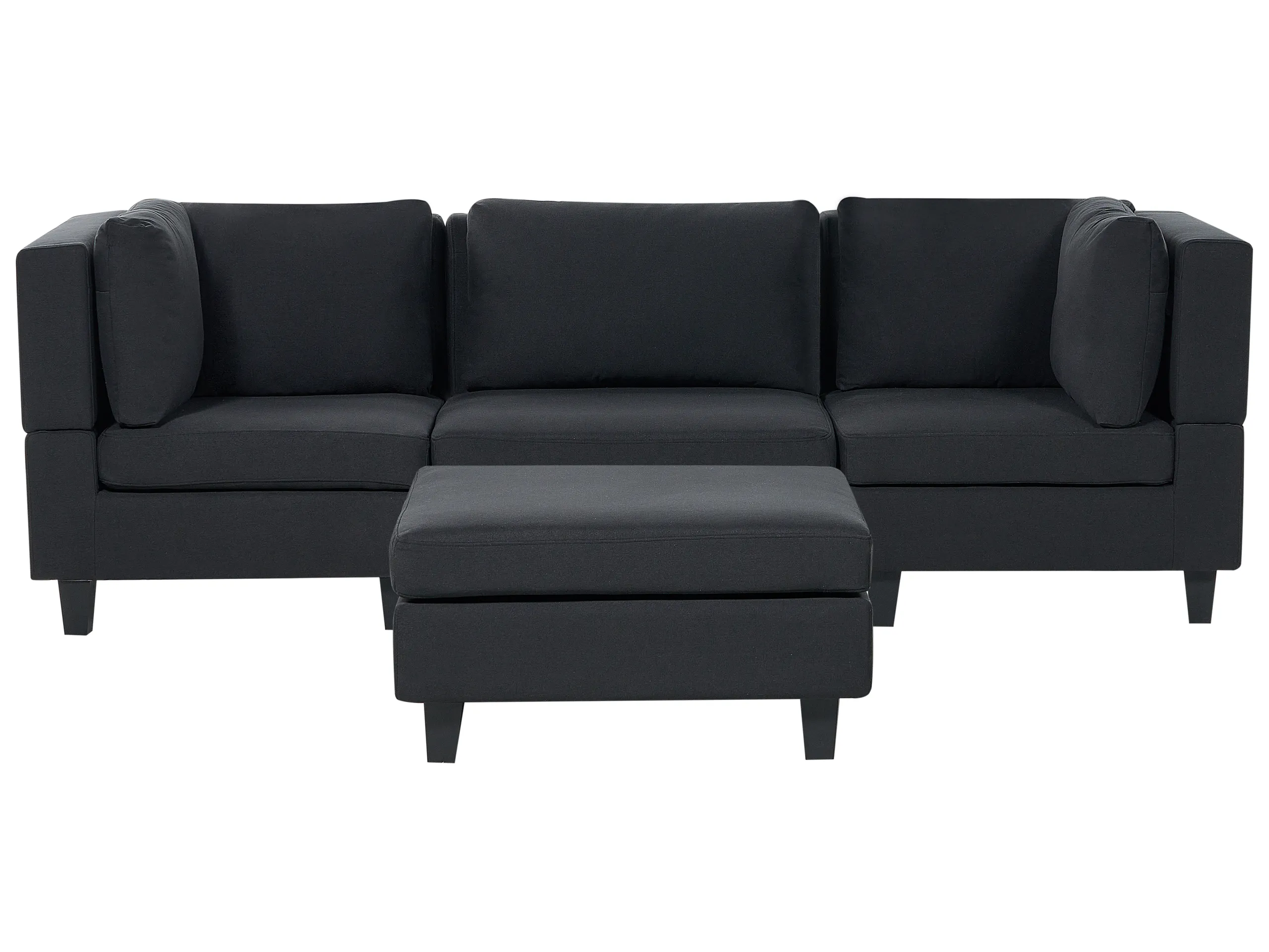 Modular Sofa 3 Seater UNSTAD Fabric Black with Ottoman
