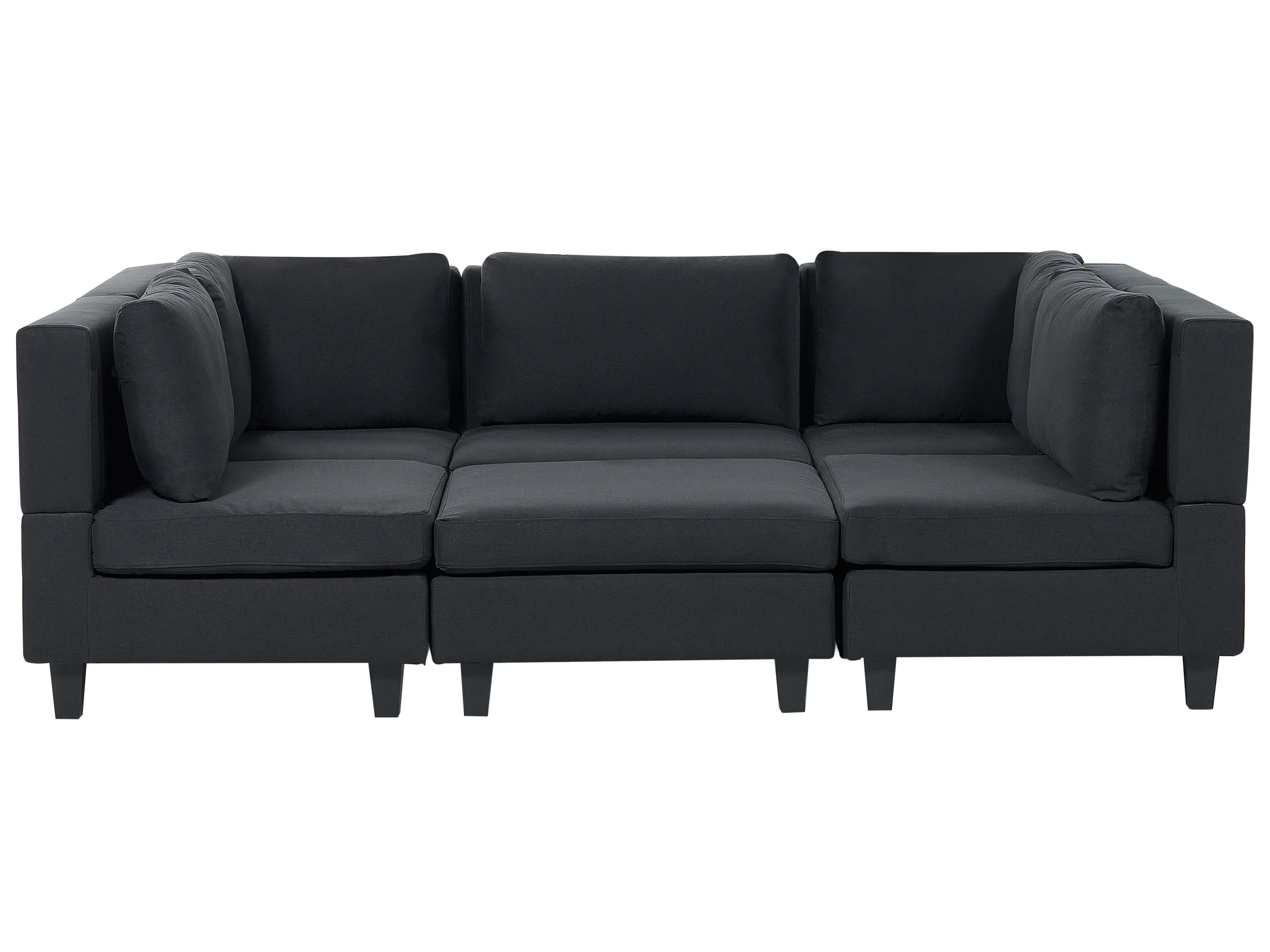 Modular U-Shape Sofa 5 Seater UNSTAD Fabric Black with Ottoman