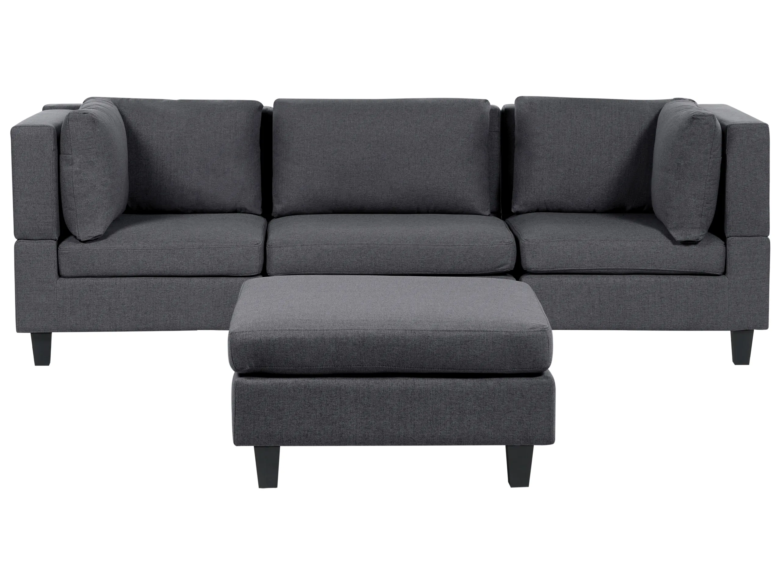 Modular Sofa 3 Seater UNSTAD Fabric Dark Grey with Ottoman