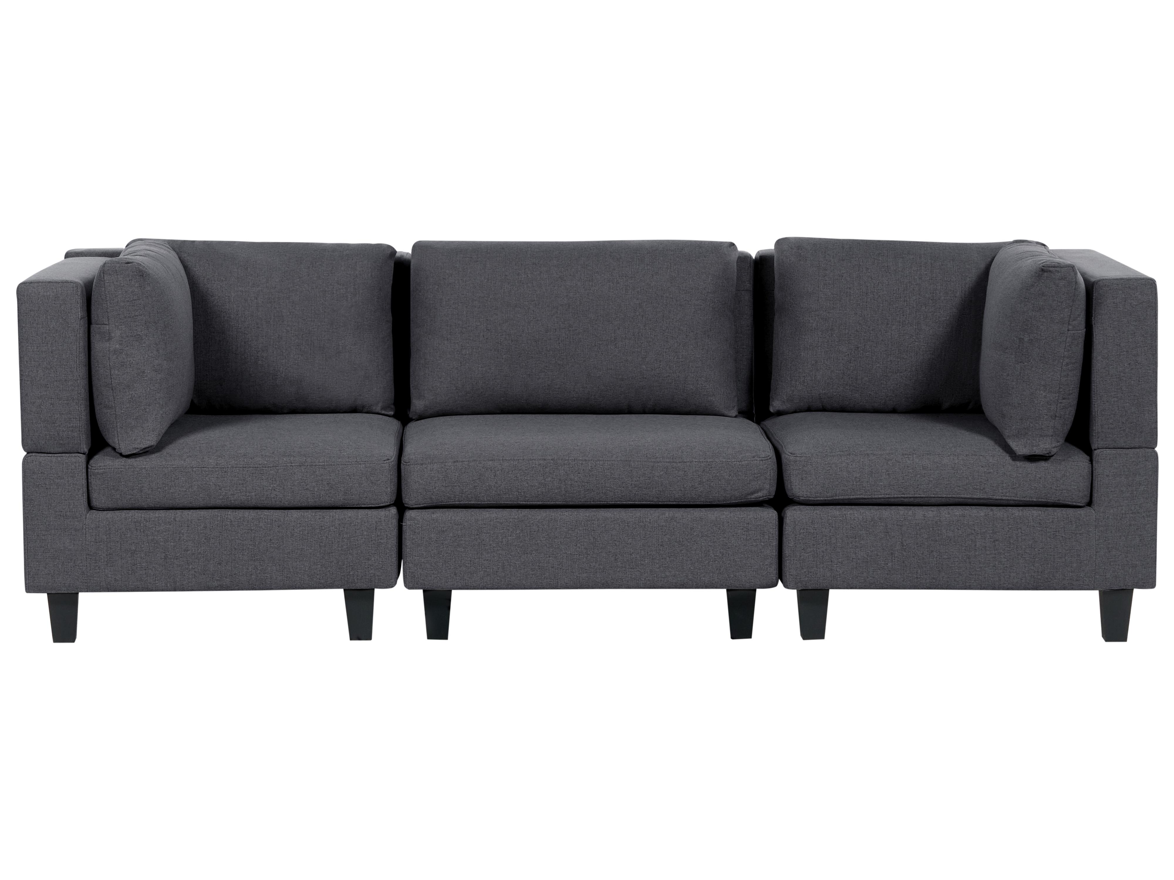 Modular Sofa 3 Seater UNSTAD Fabric Dark Grey