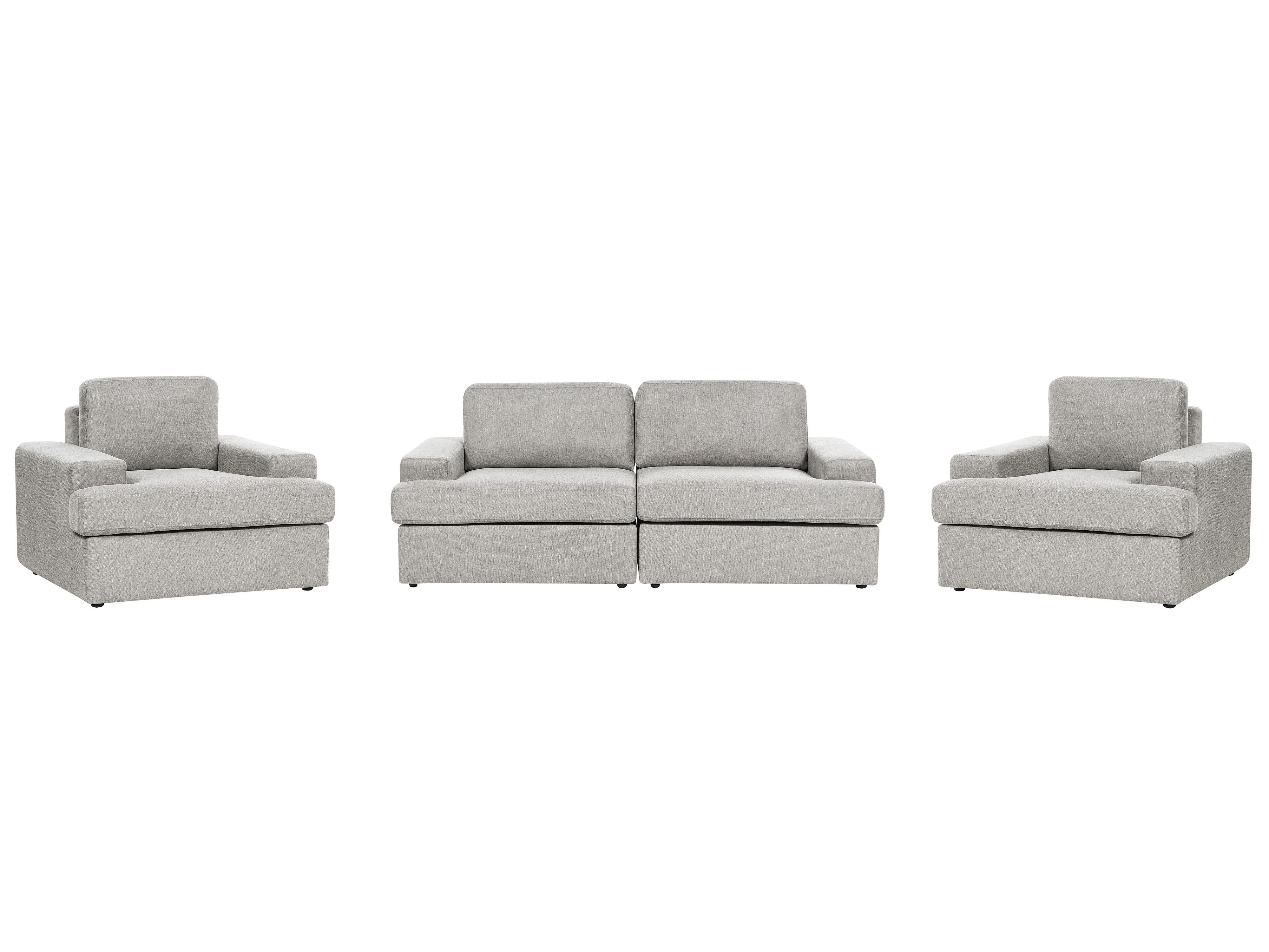 Living Room Set 5 Seater ALLA Fabric Light Grey