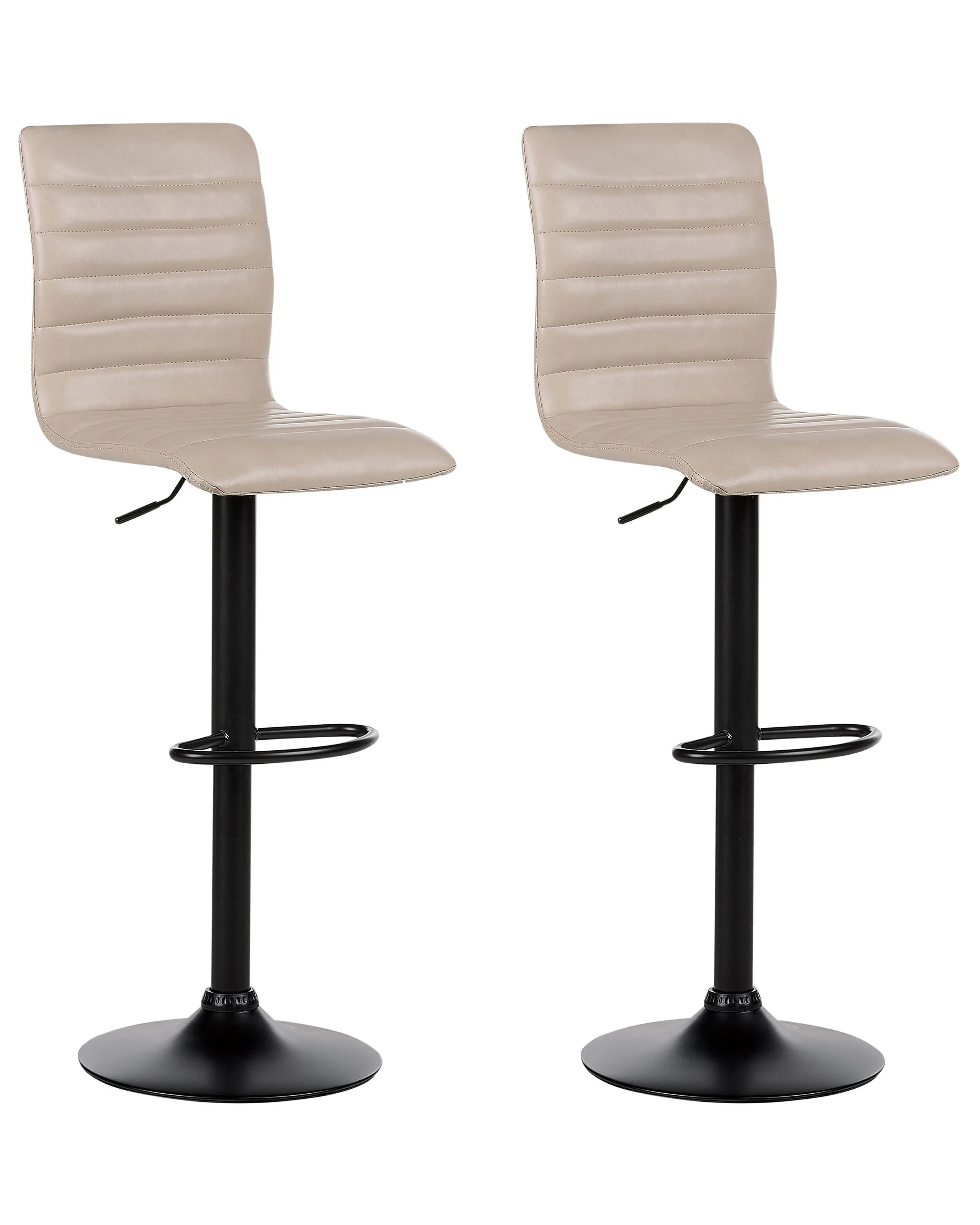 Conjunto de 2 sillas de bar LUCERNE Piel sintética giratoria Beige claro