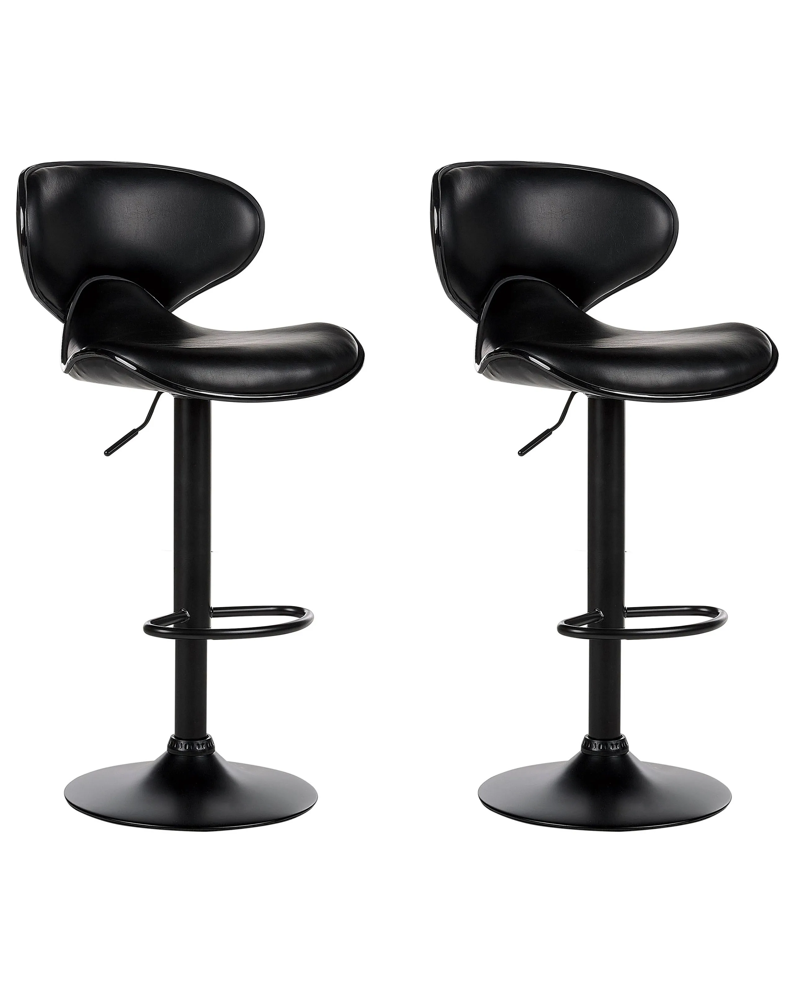 Conjunto de 2 sillas de bar CONWAY Piel sintética giratoria Negro