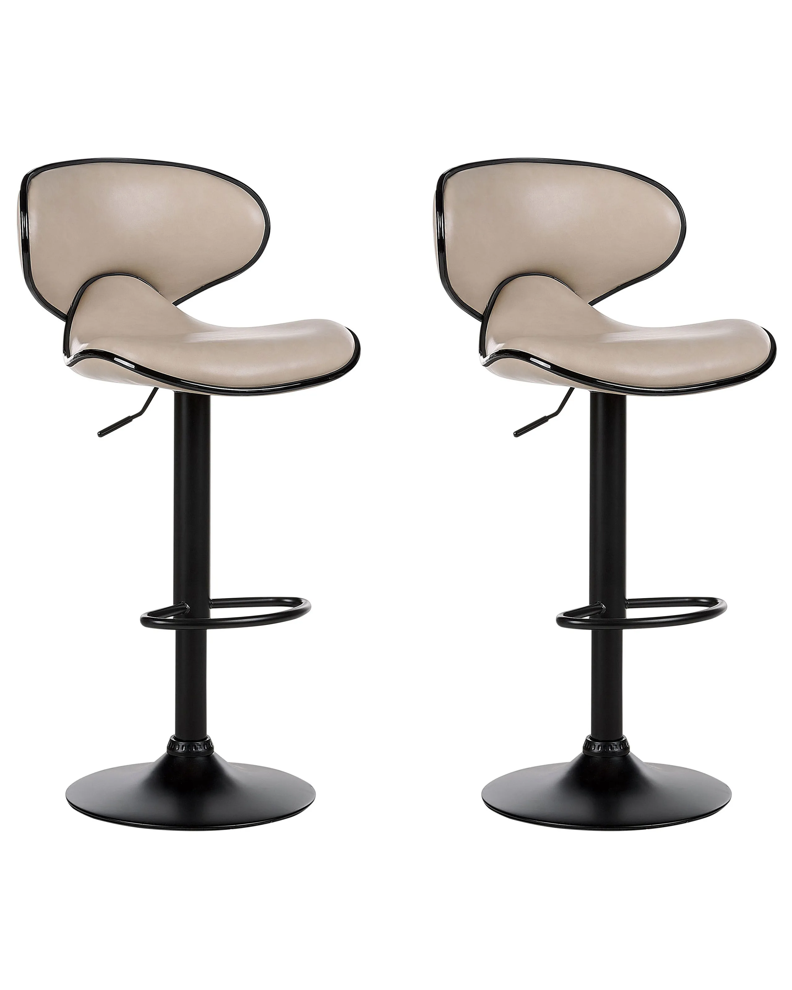 Conjunto de 2 sillas de bar CONWAY Piel sintética giratoria Beige claro