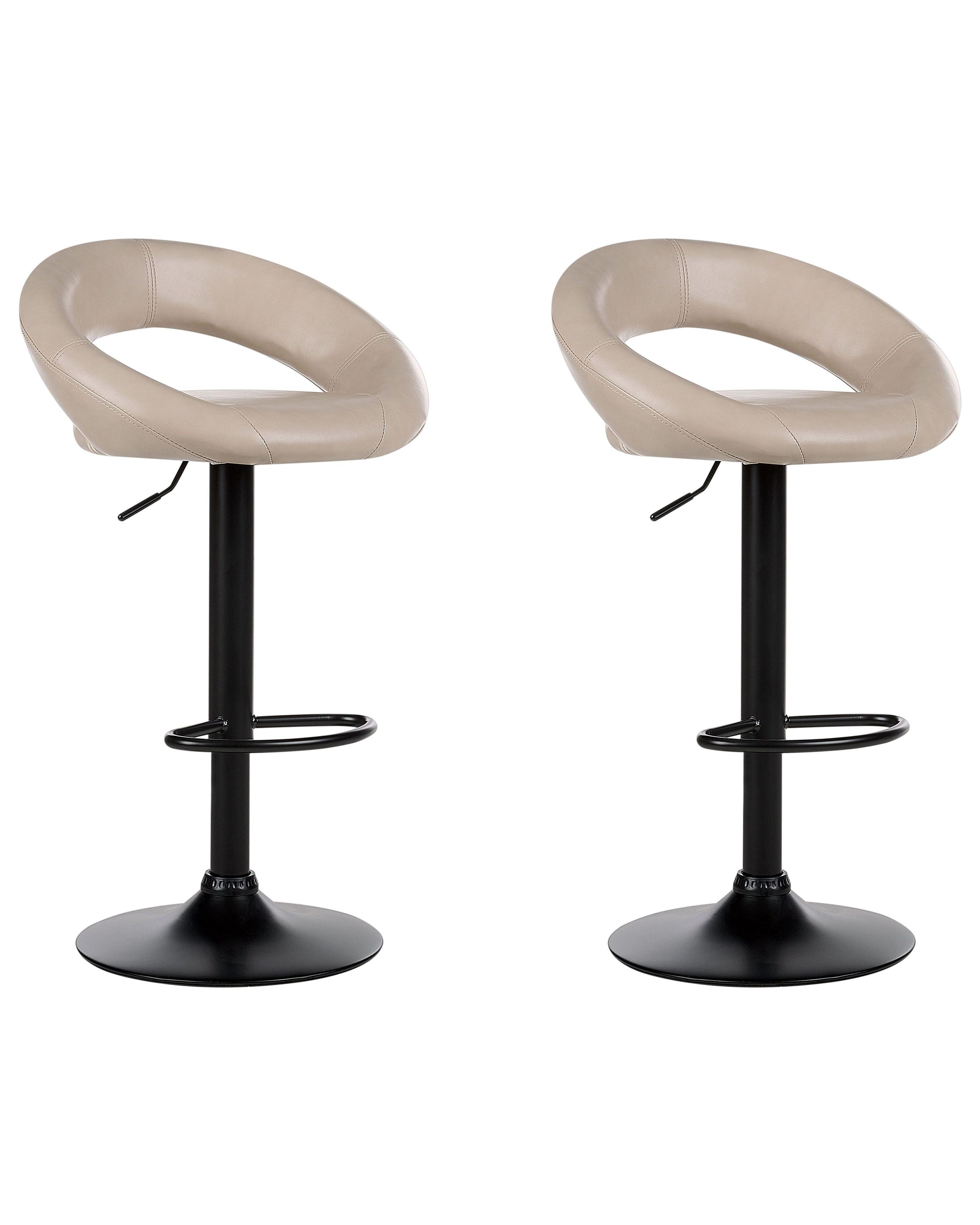 Conjunto de 2 sillas de bar PEORIA Piel sintética giratoria Beige claro