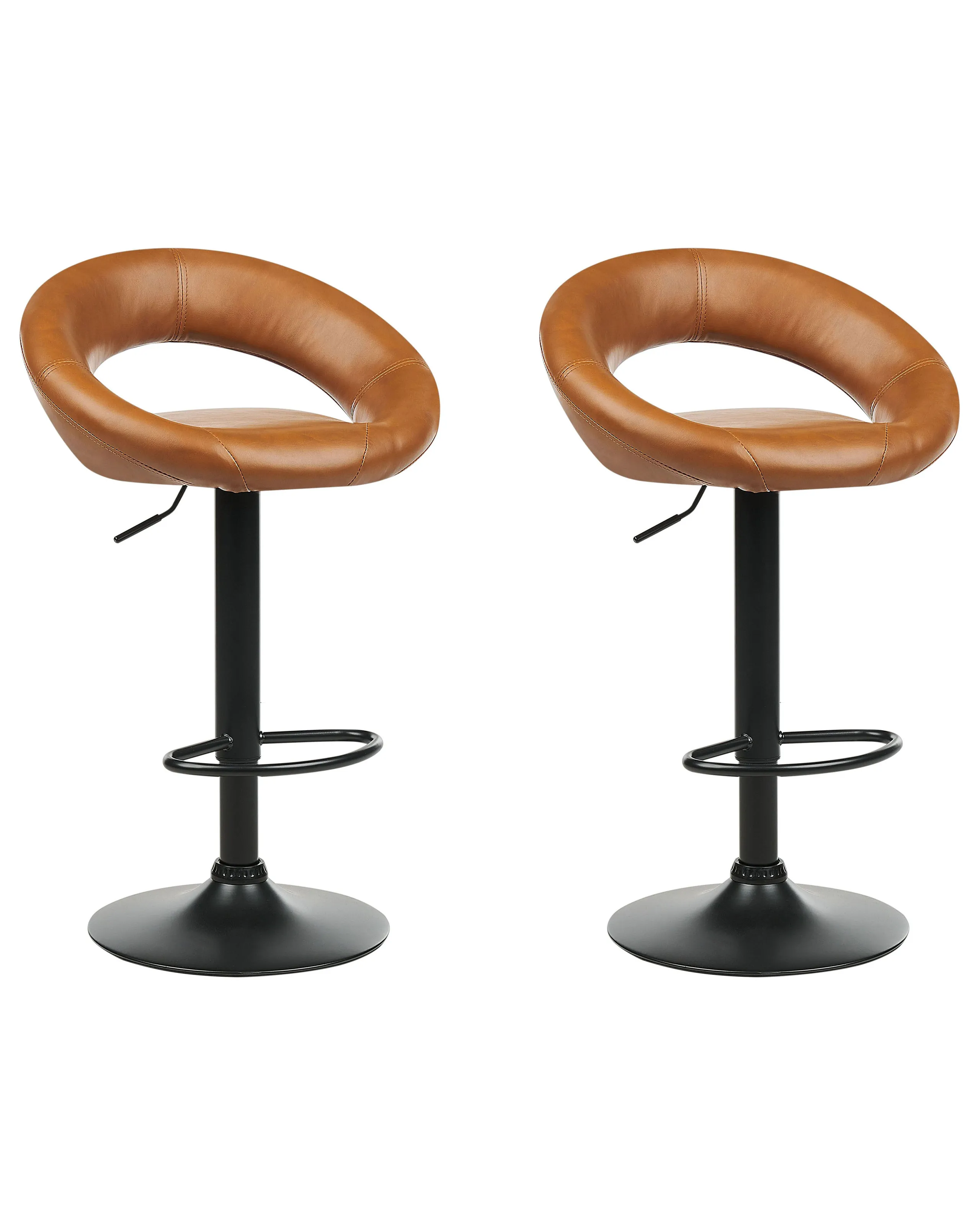 Conjunto de 2 sillas de bar PEORIA Piel sintética giratoria Marrón dorado