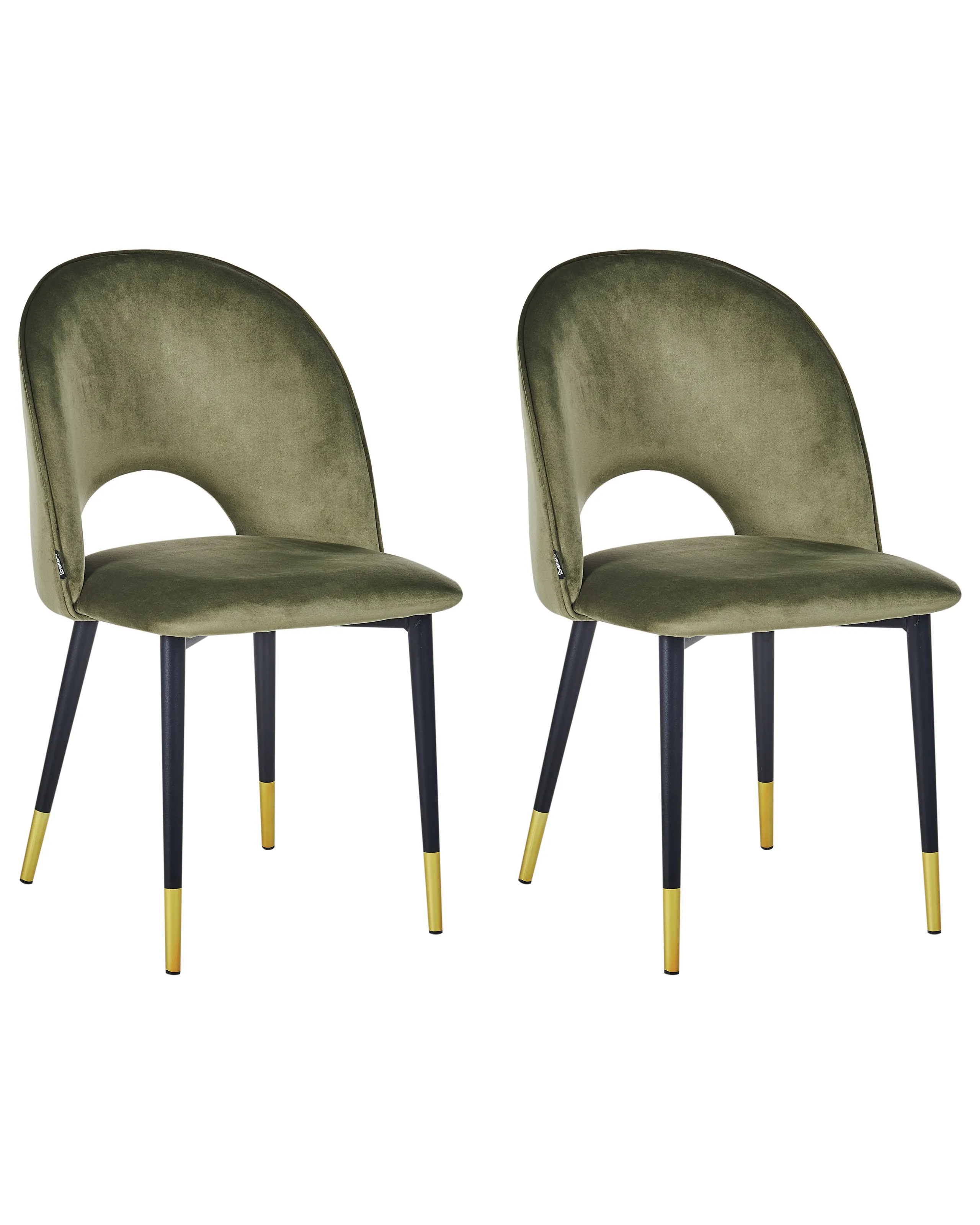 Conjunto de 2 sillas de comedor MAGALIA Terciopelo Verde oliva
