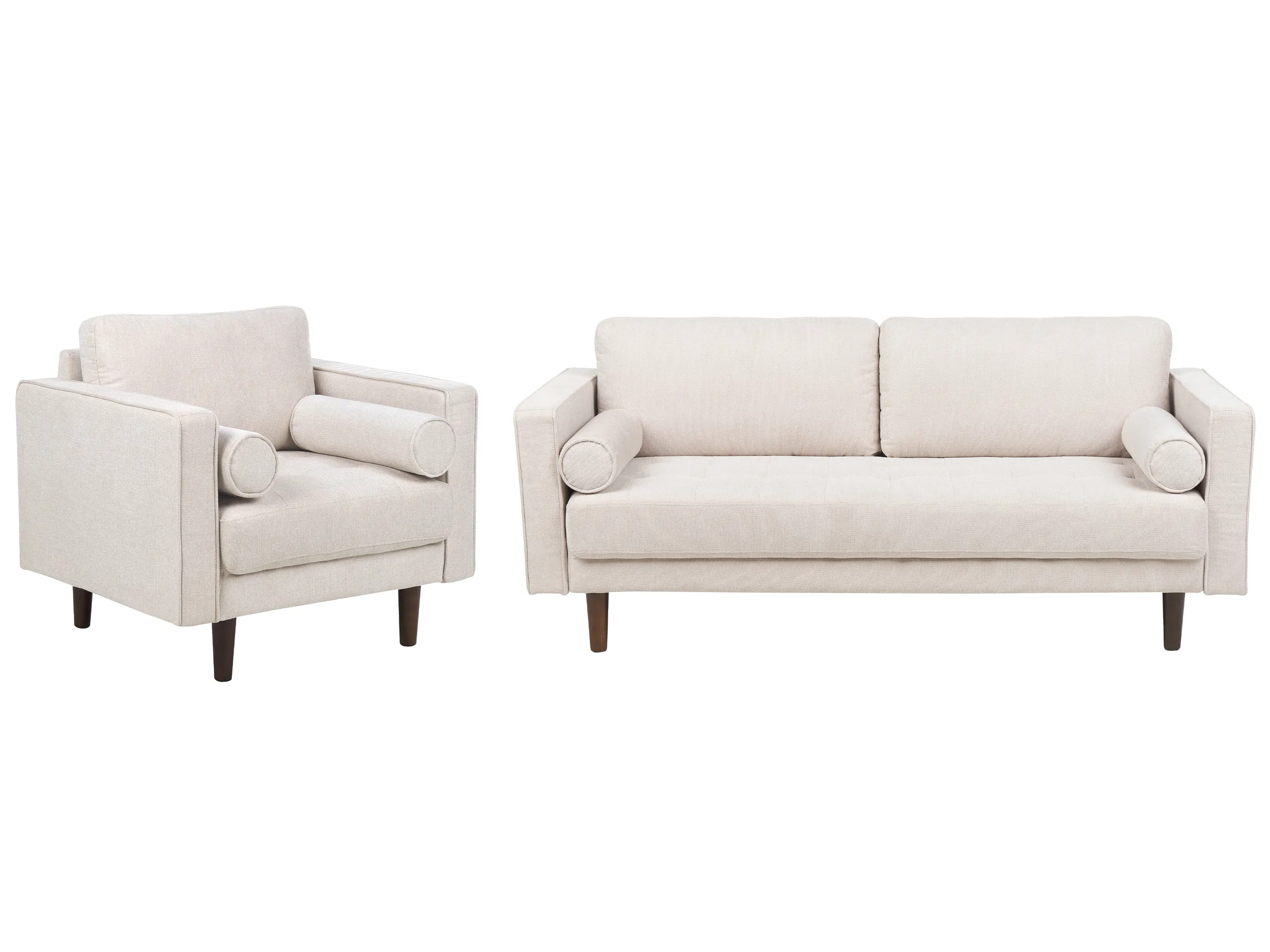 Living Room Set 4 Seater NURMO Fabric Light Beige
