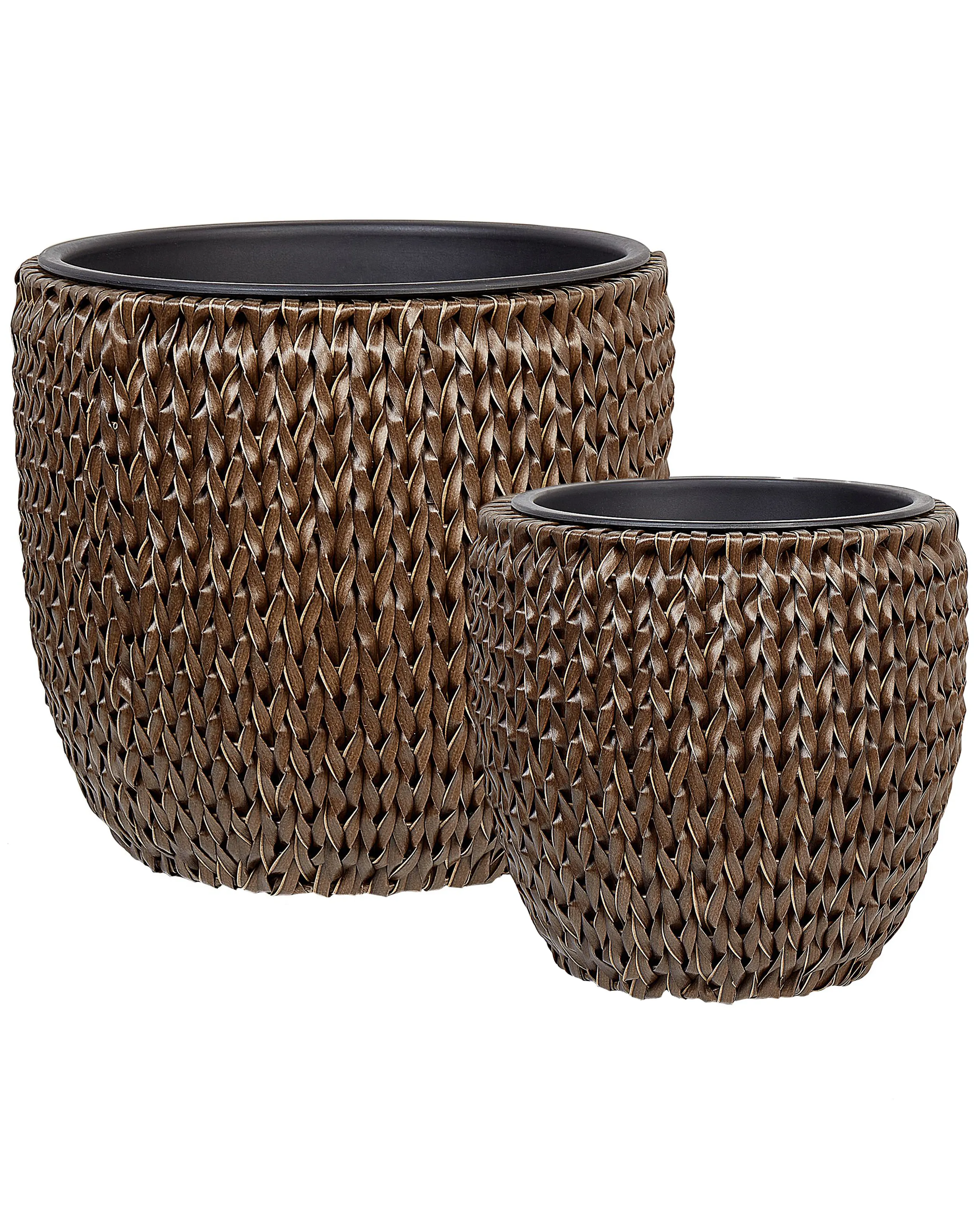 Conjunto de 3 macetas BERBERIS Ratán sintético 34/45 cm Marrón oscuro