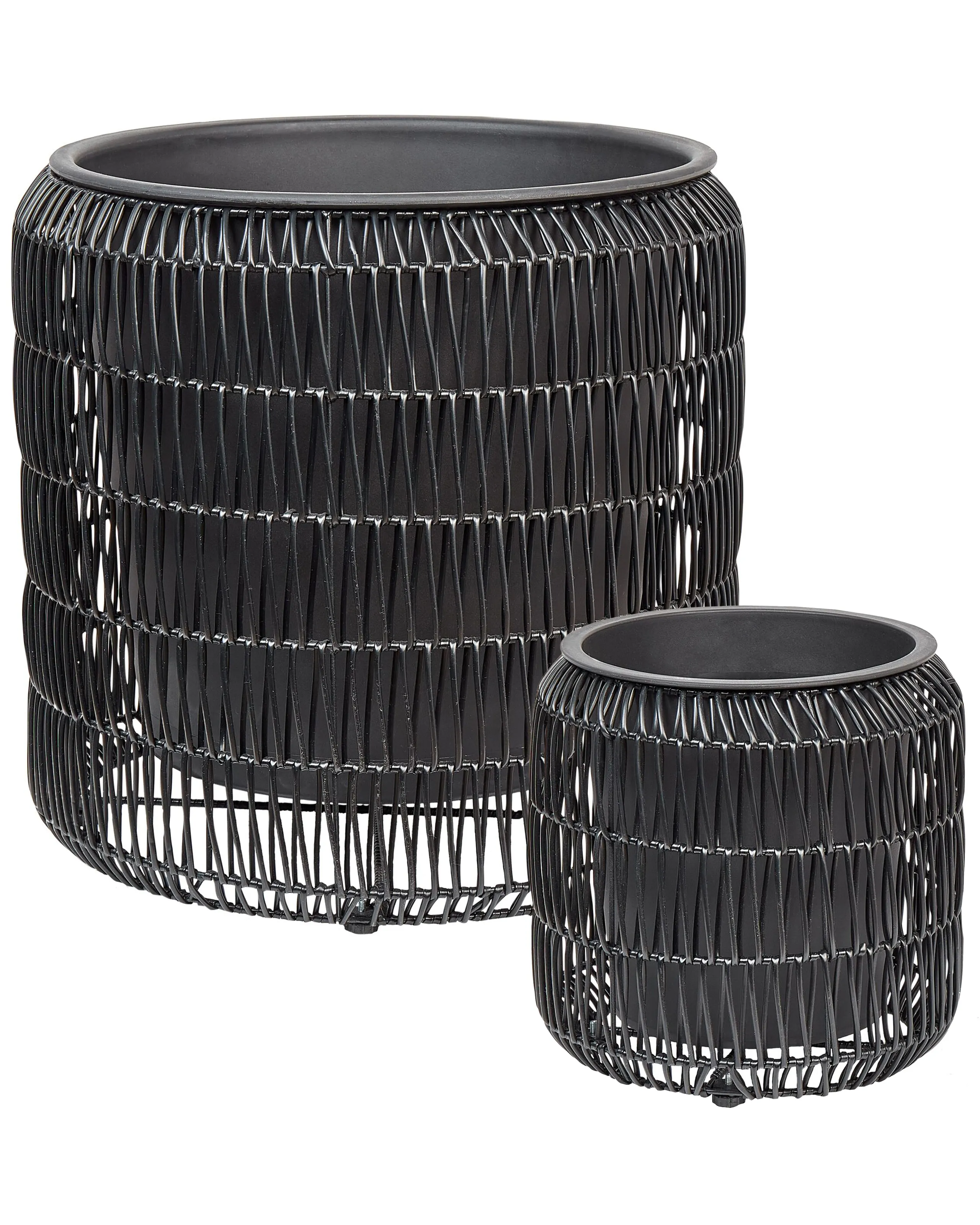 Conjunto de 2 macetas BRODIEA Ratán sintético 26/45 cm Negro