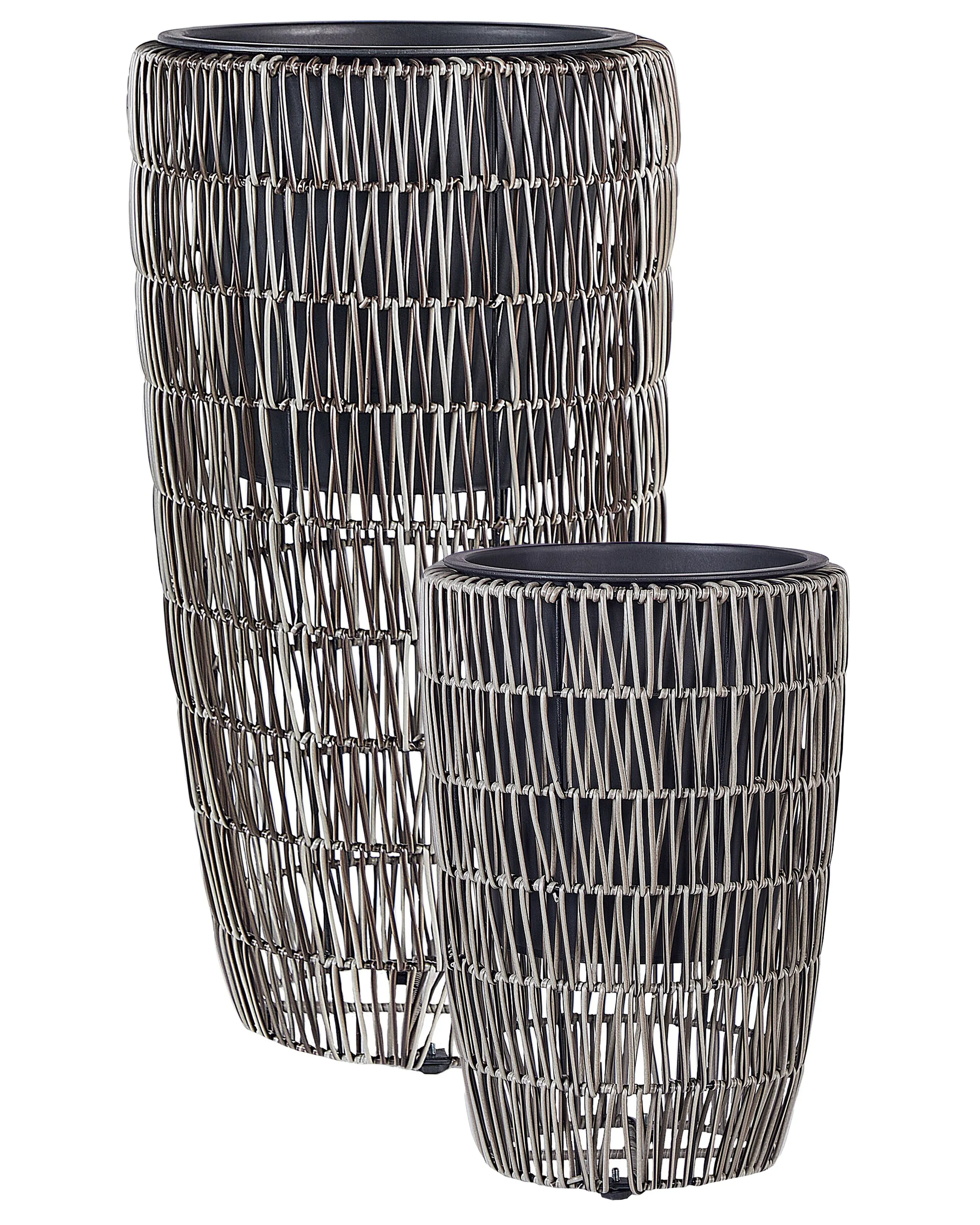 Conjunto de 2 macetas CHELONE Ratán sintético 26/34 cm Marrón