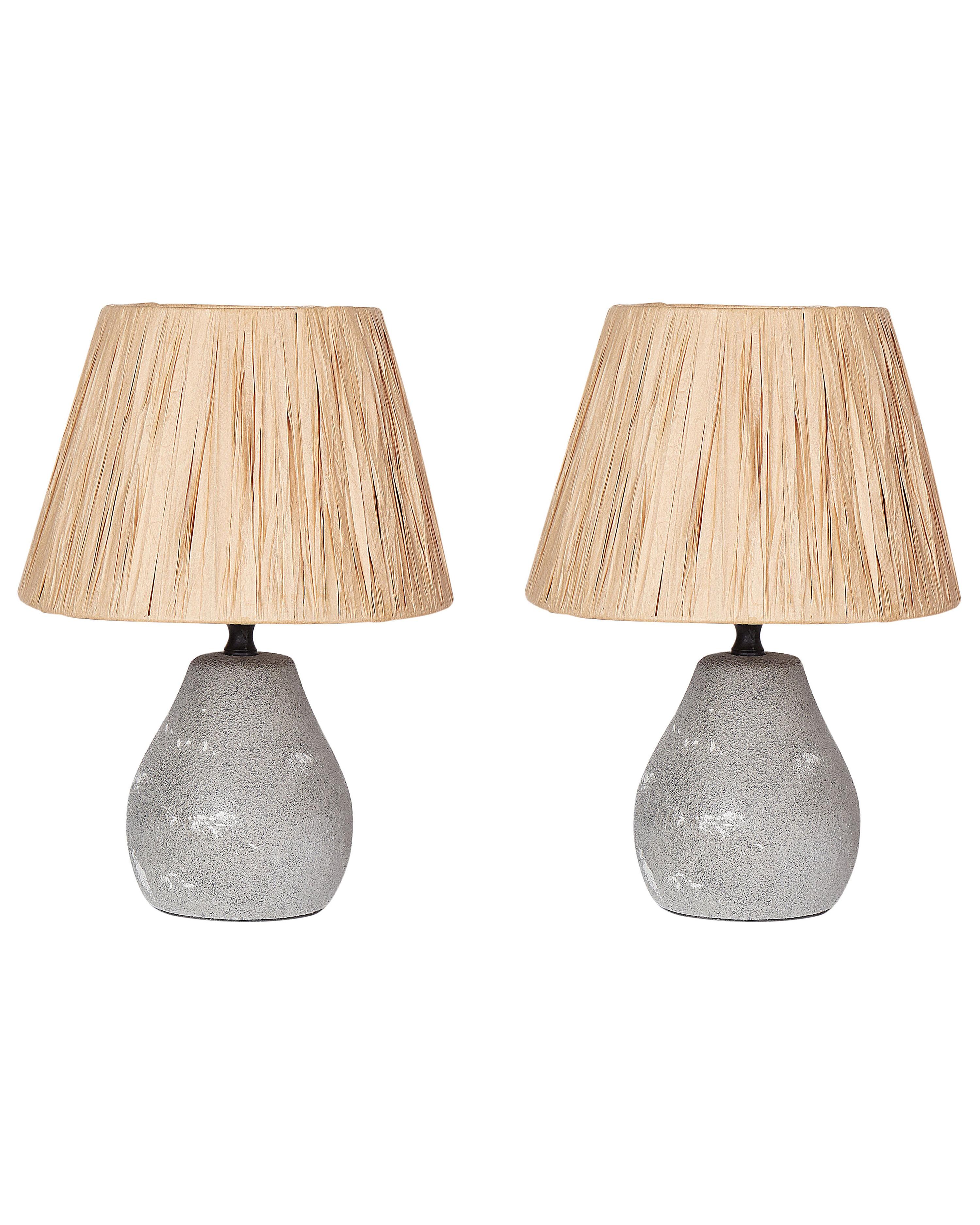 Conjunto de 2 lámparas de mesa ARWADITO Cerámica Gris