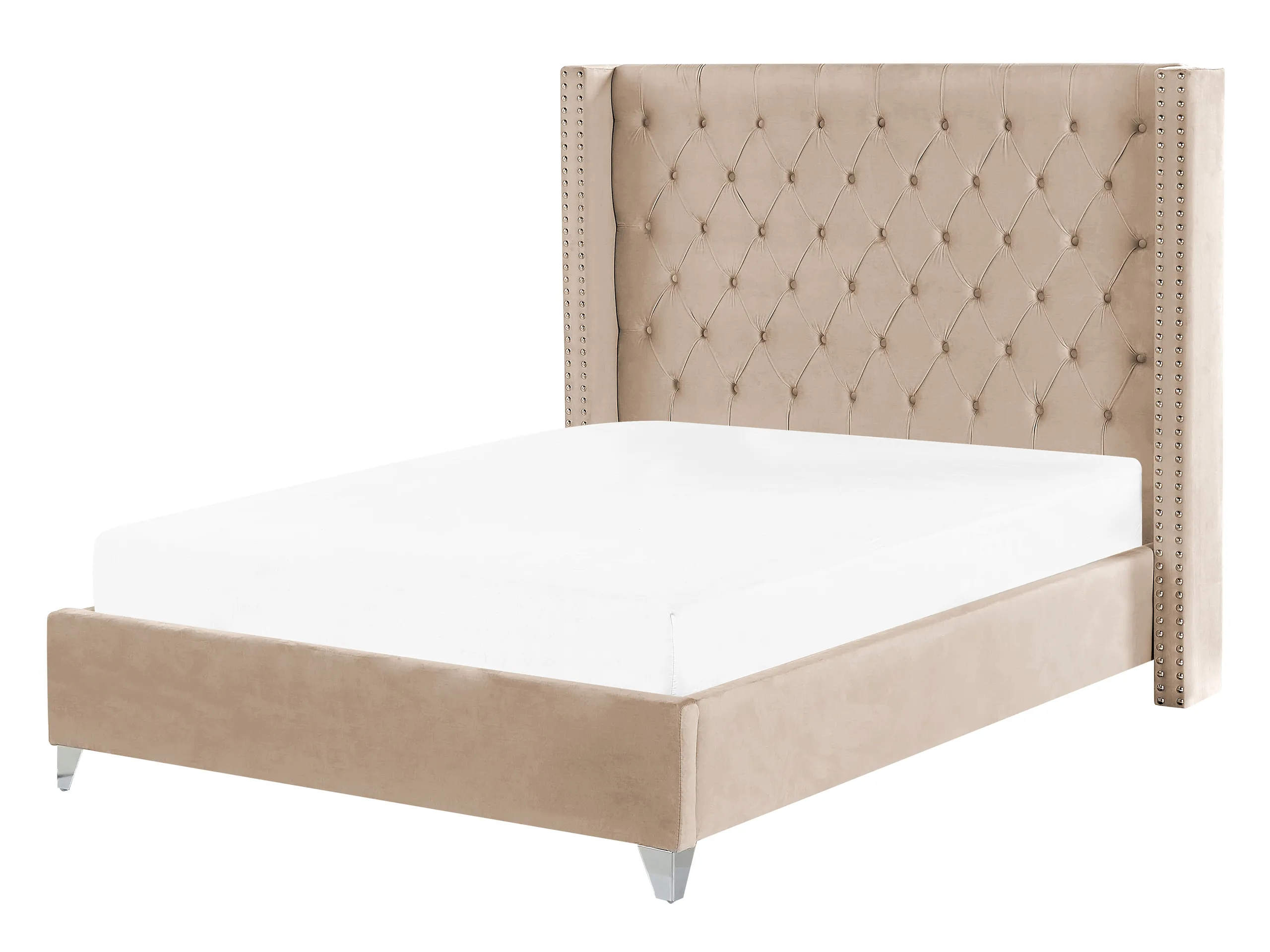 Cama Terciopelo LUBBON 140 x 200 cm Beige