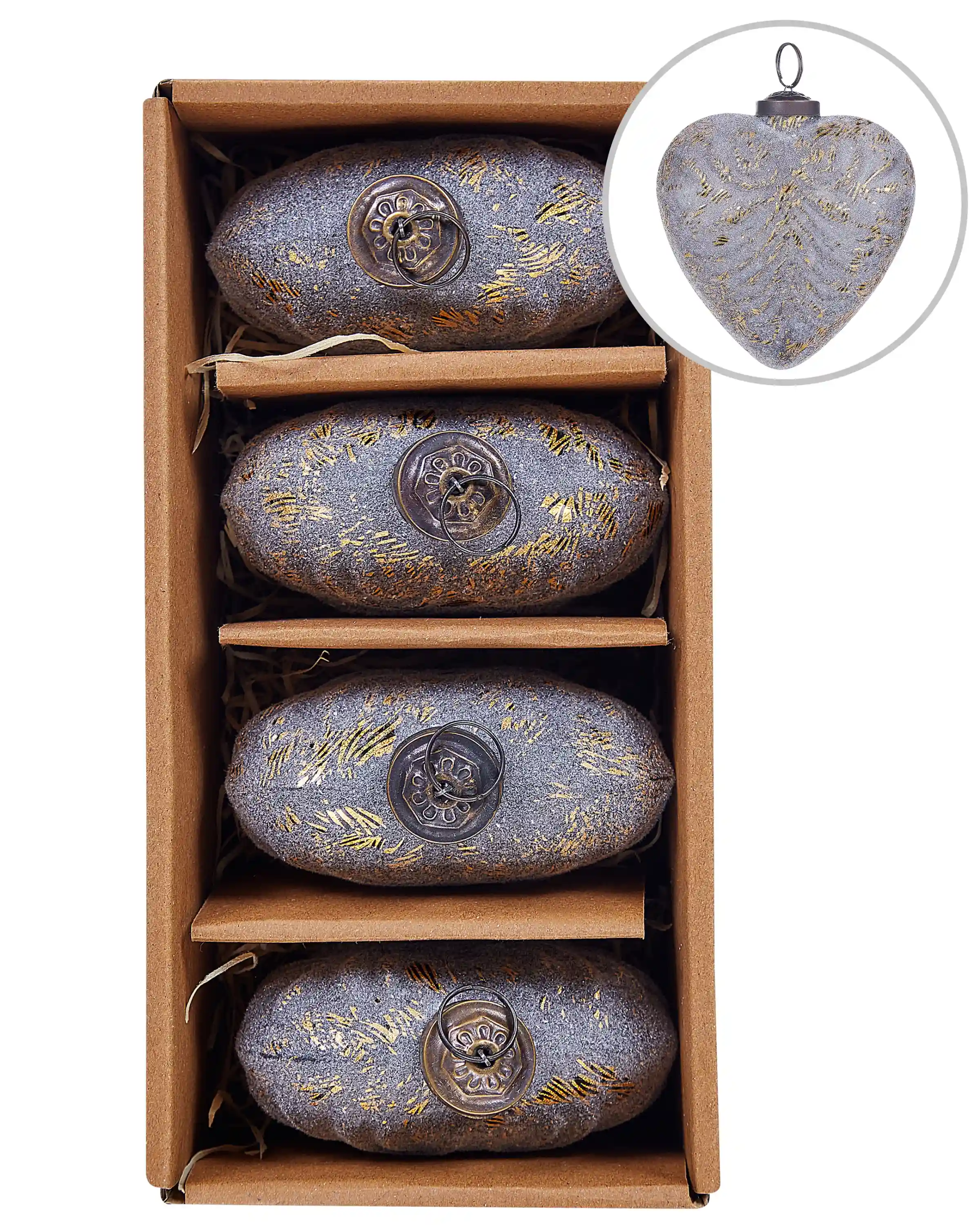 Conjunto de 4 bolas de Navidad FERIABLE Vidrio Gris