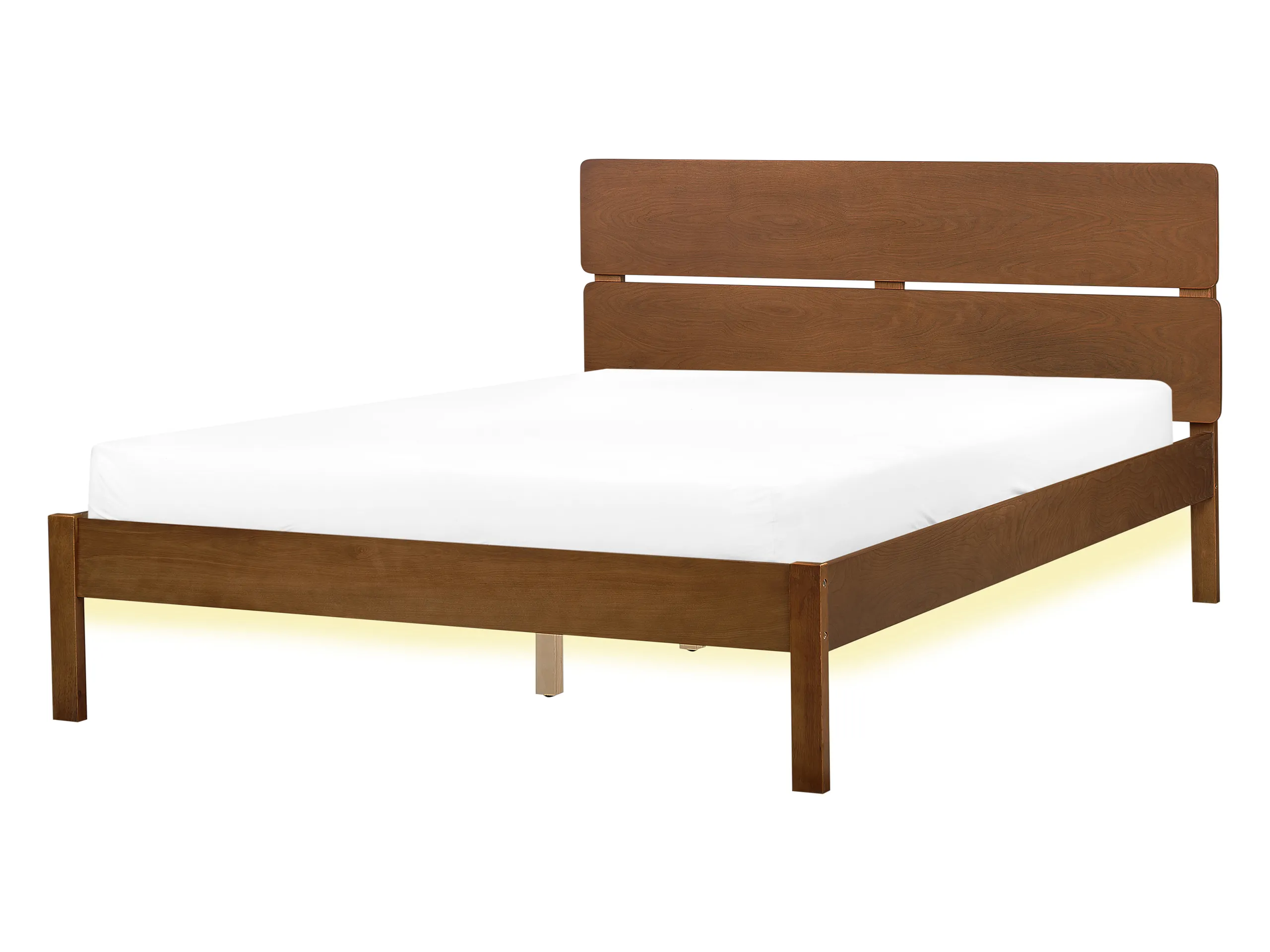 Cama LED Madera BOISSET 140 x 200 cm Marrón oscuro