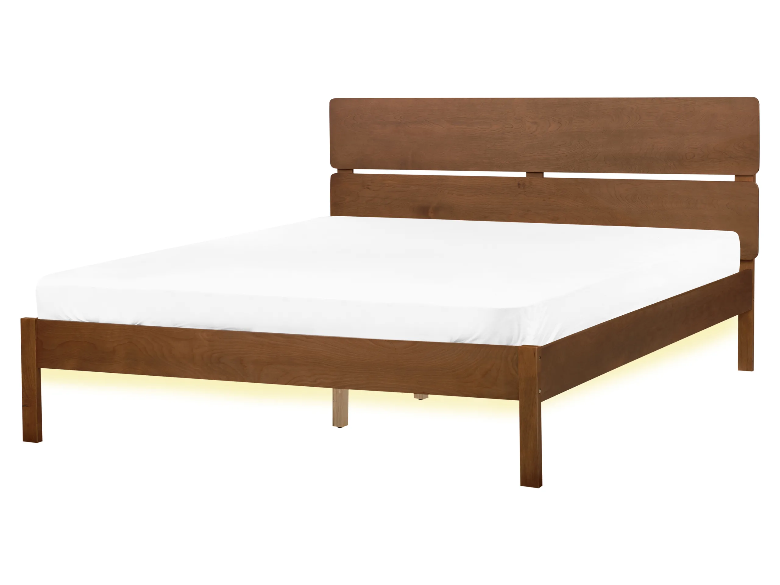 Cama LED Madera BOISSET 160 x 200 cm Marrón oscuro