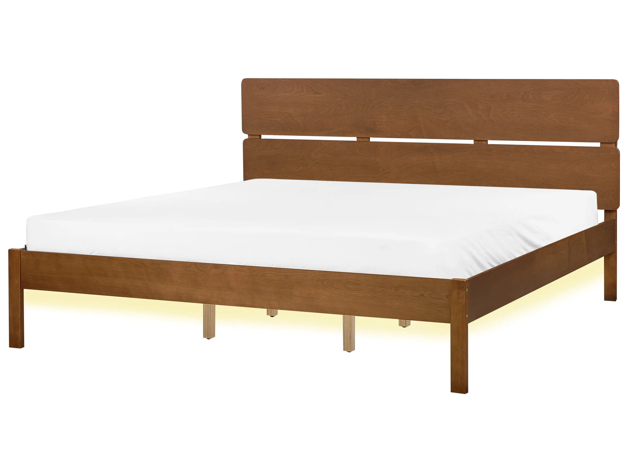 Cama LED Madera BOISSET 180 x 200 cm Marrón oscuro