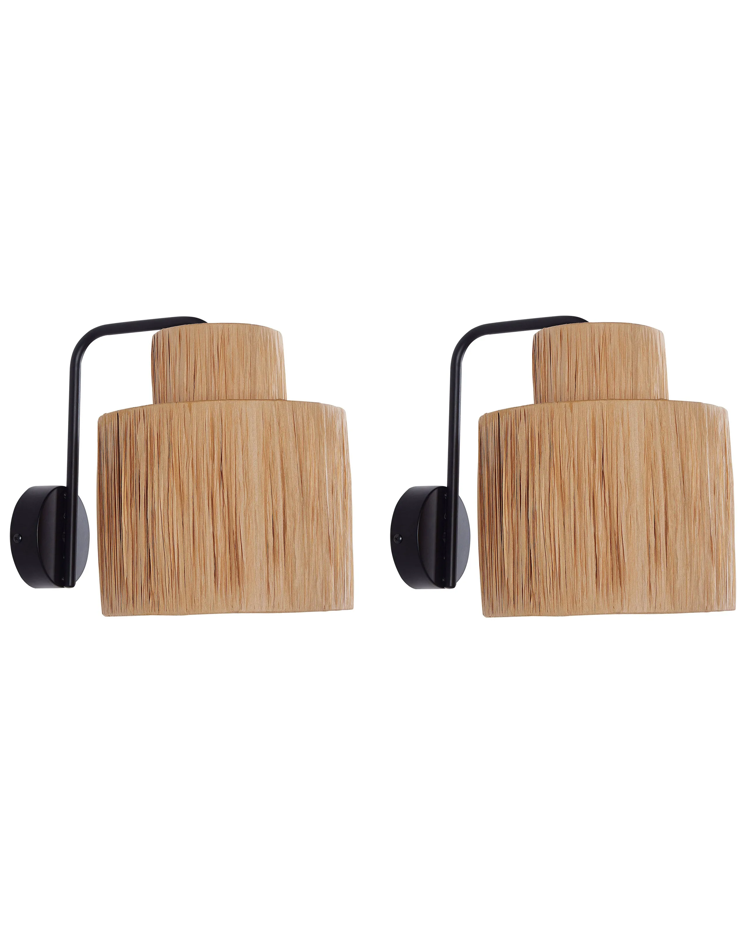 Conjunto de 2 lámparas de pared SHINFA Mimbre Natural