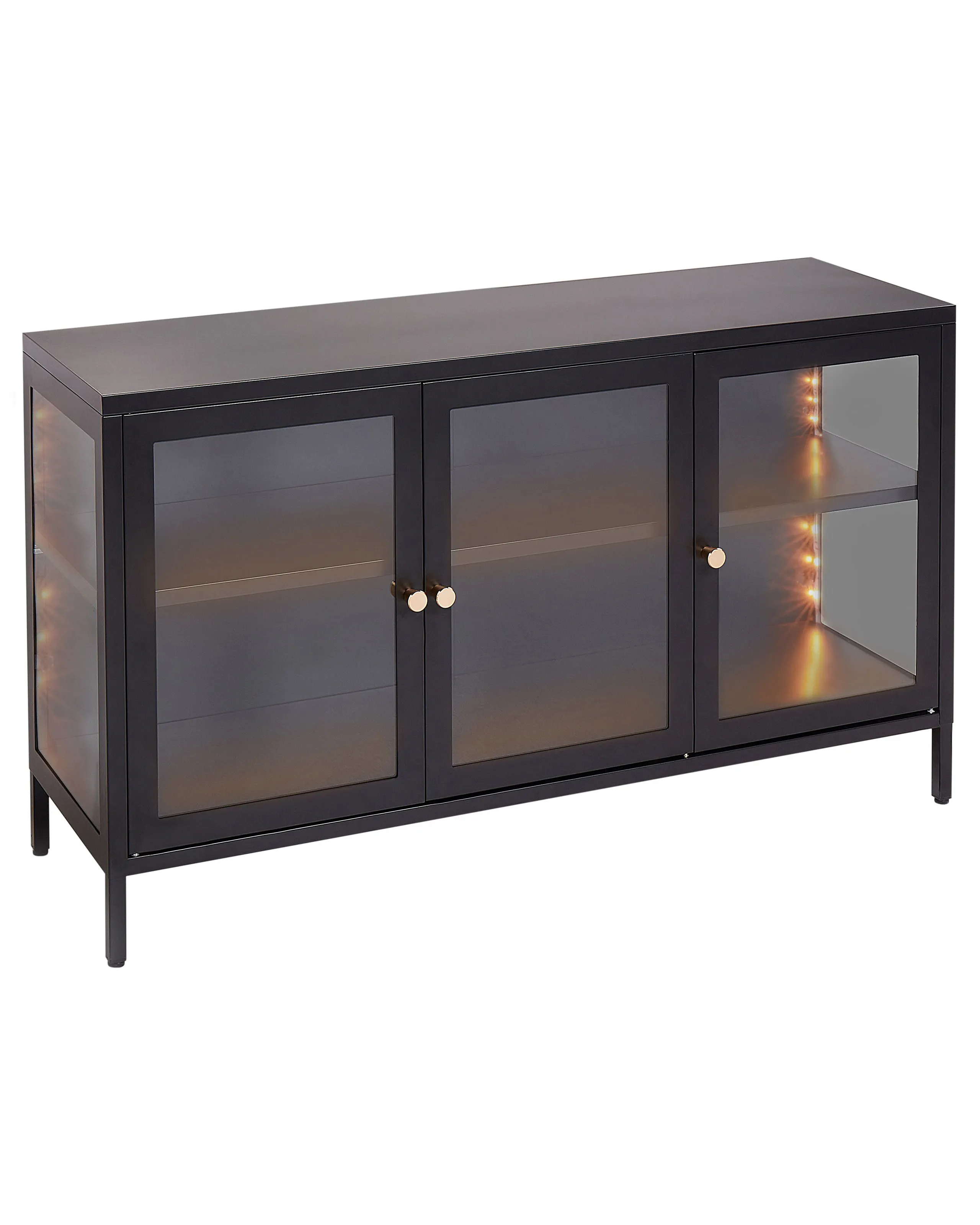 Aparador vitrina con LED NEWPORT Metal 115 cm Negro