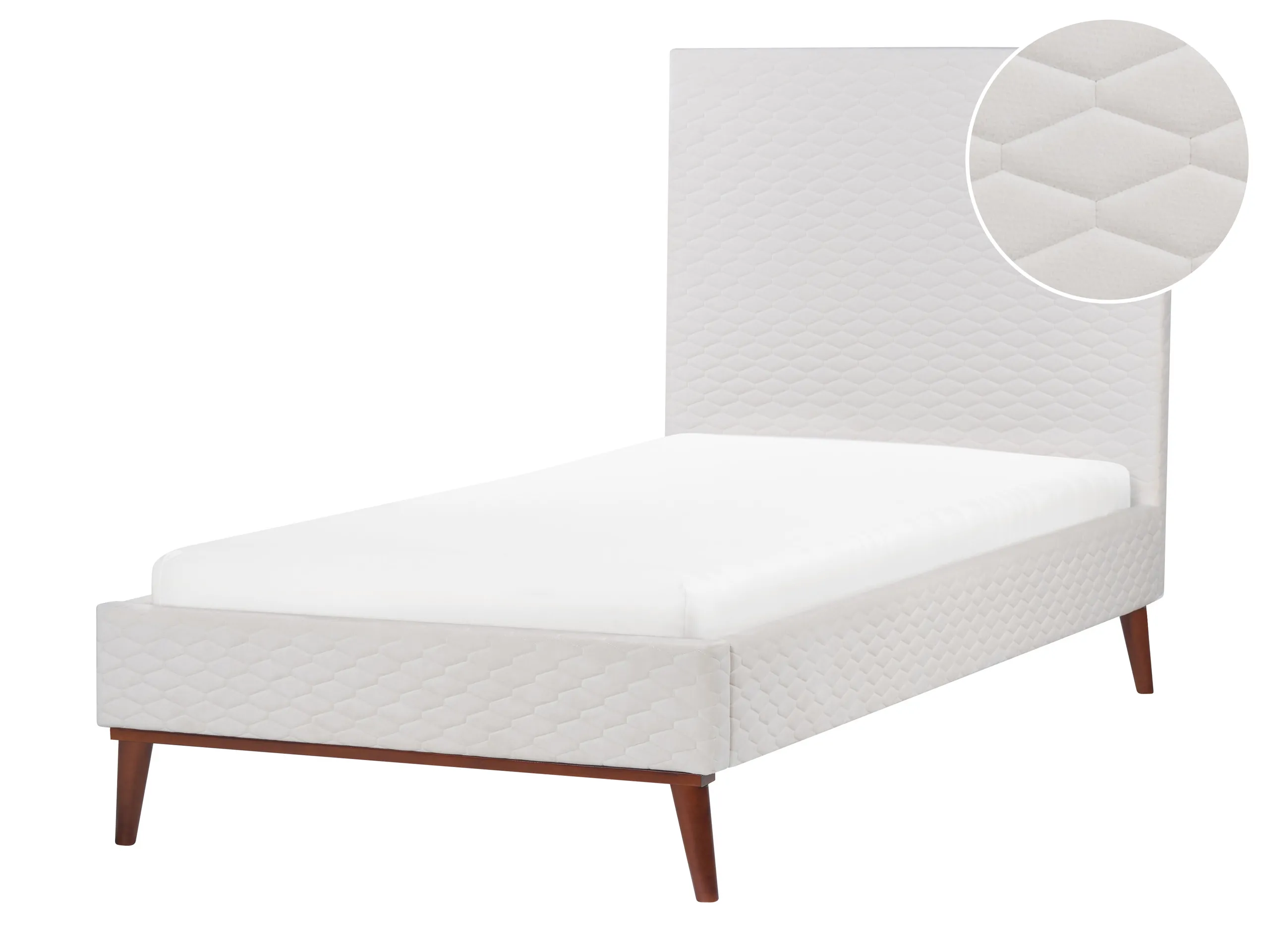 Cama Terciopelo BAYONNE 90 x 200 cm Blanco crema