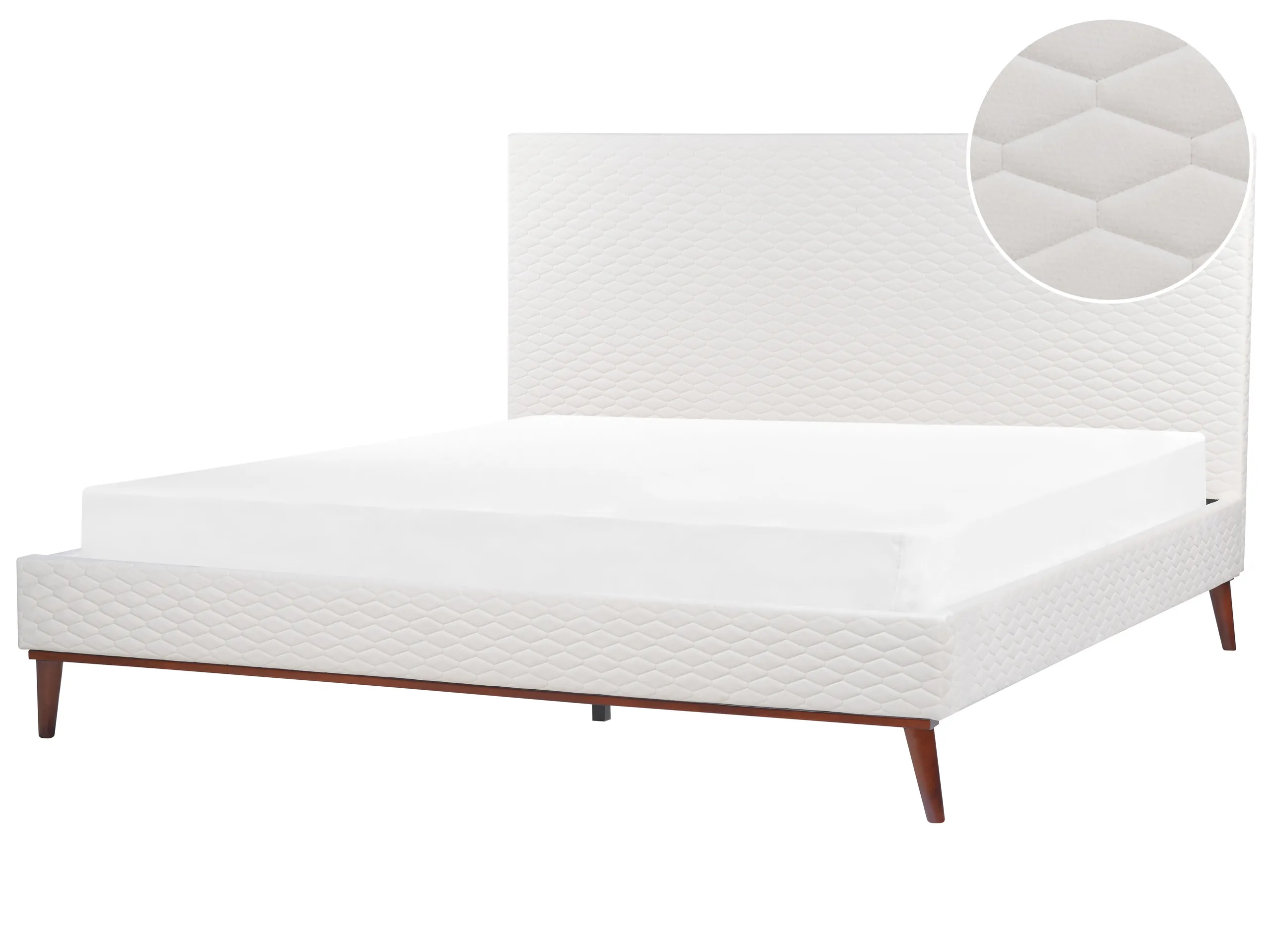 Cama Terciopelo BAYONNE 180 x 200 cm Blanco crema