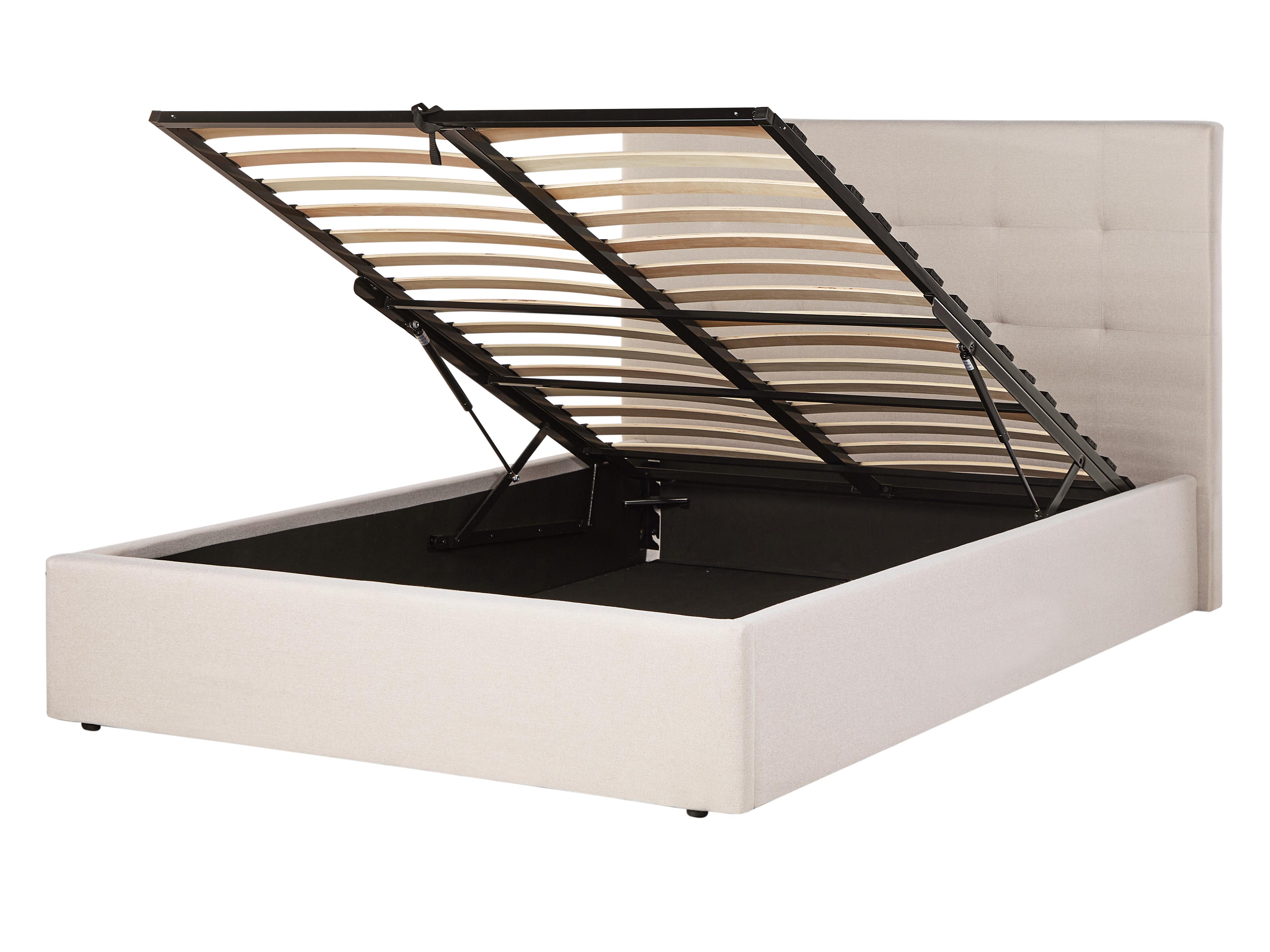 Cama con almacenaje Tela LORIENT 140 x 200 cm Beige