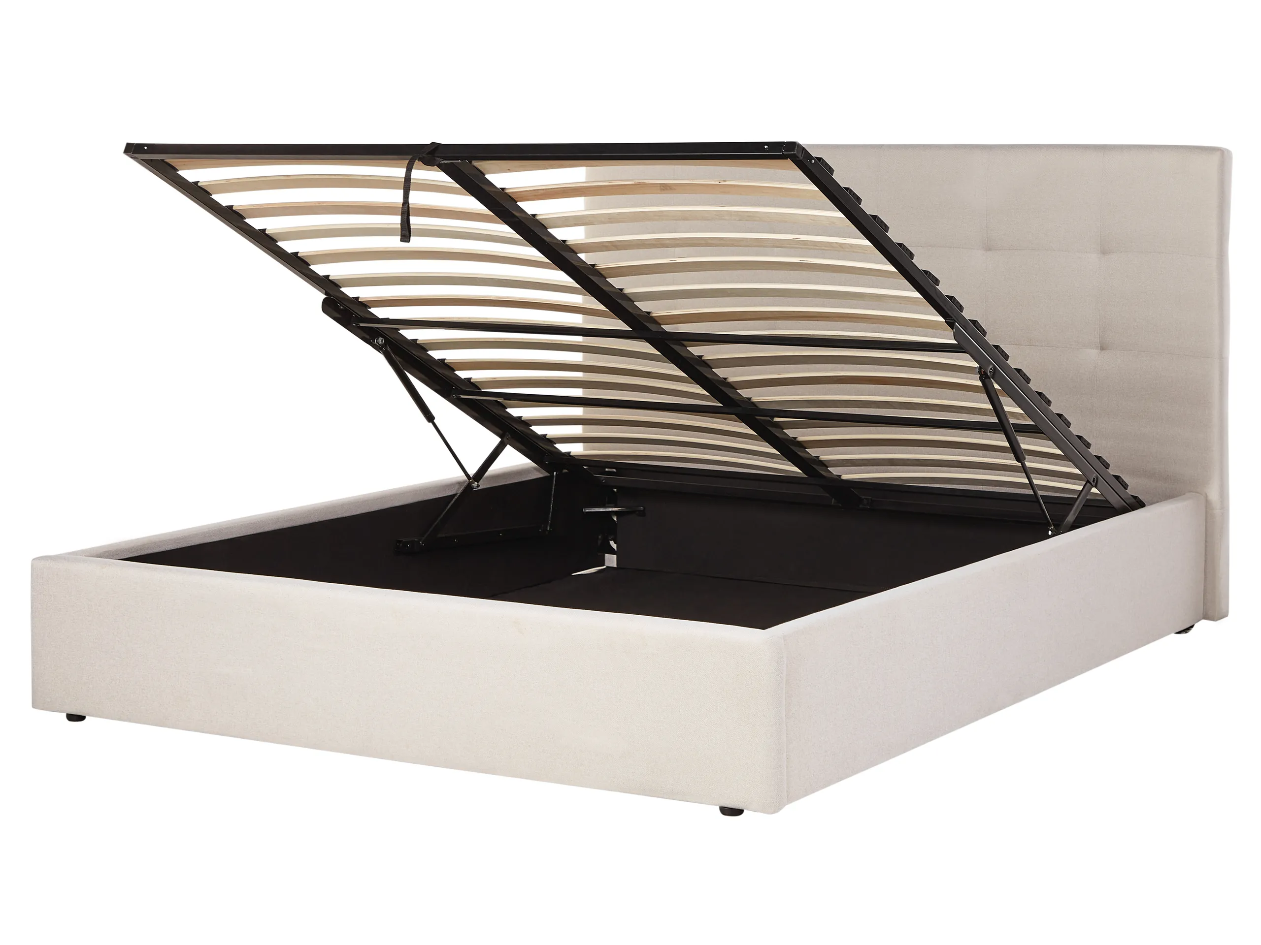 Cama con almacenaje Tela LORIENT 160 x 200 cm Beige