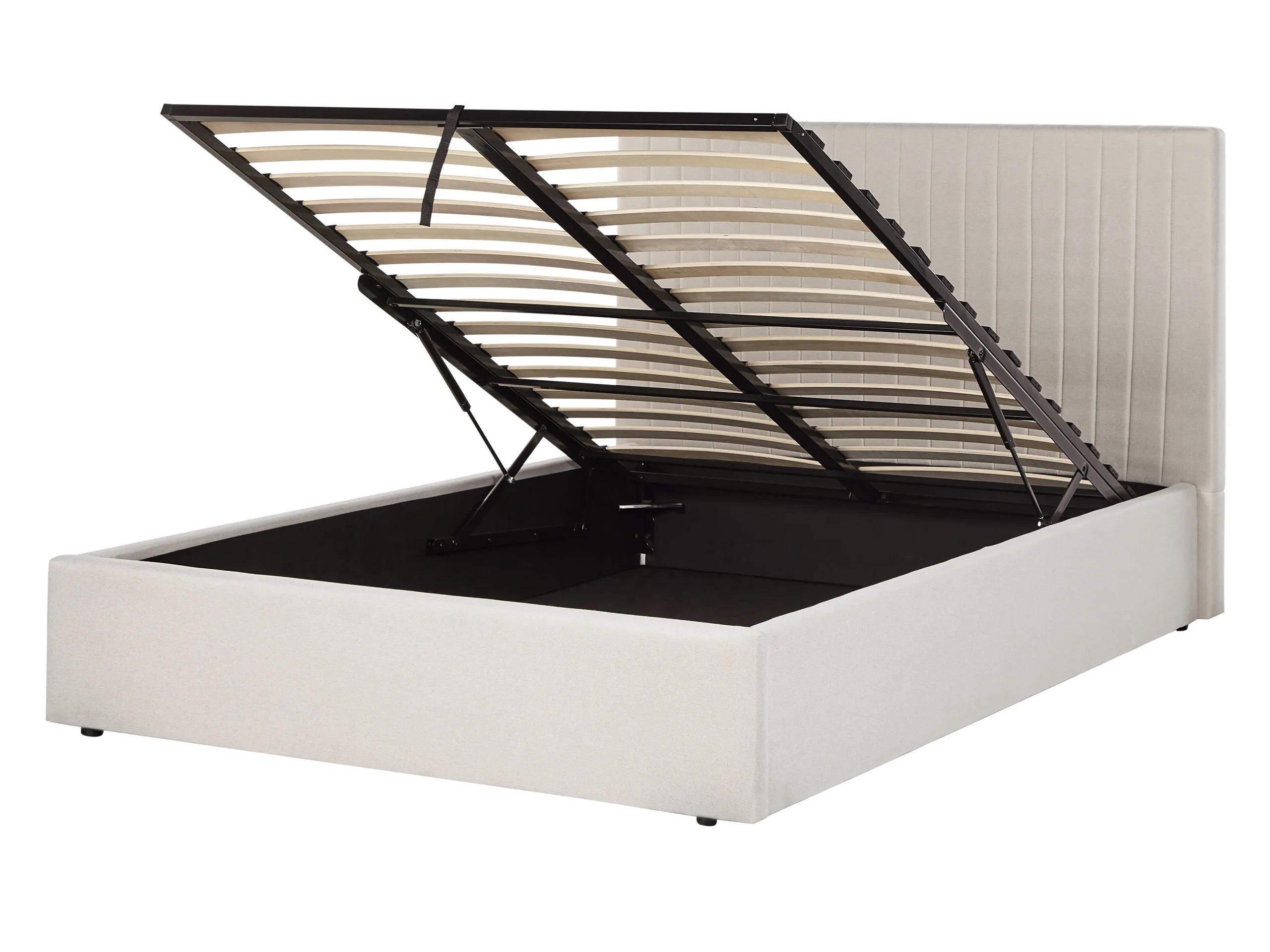 Cama con almacenaje Tela VION 140 x 200 cm Beige claro