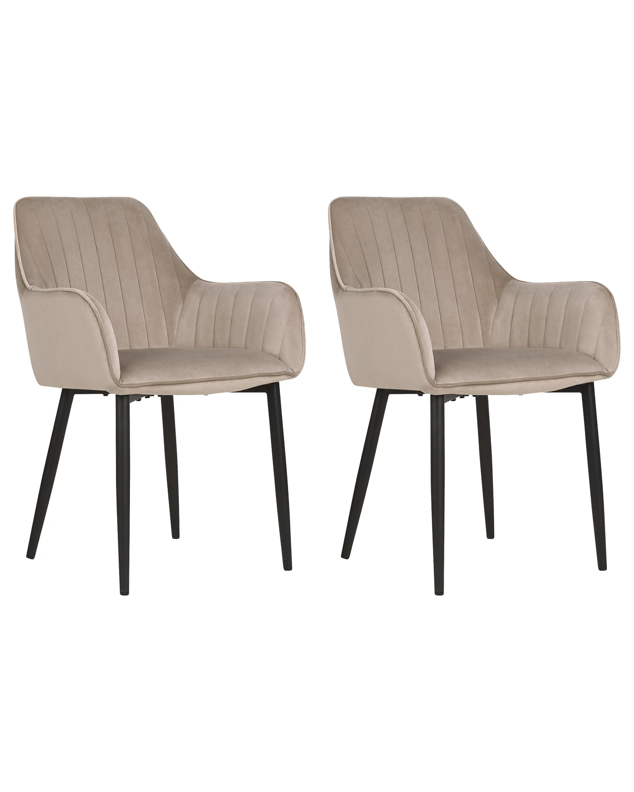 Conjunto de 2 sillas de comedor WELLSTON Terciopelo Gris pardo