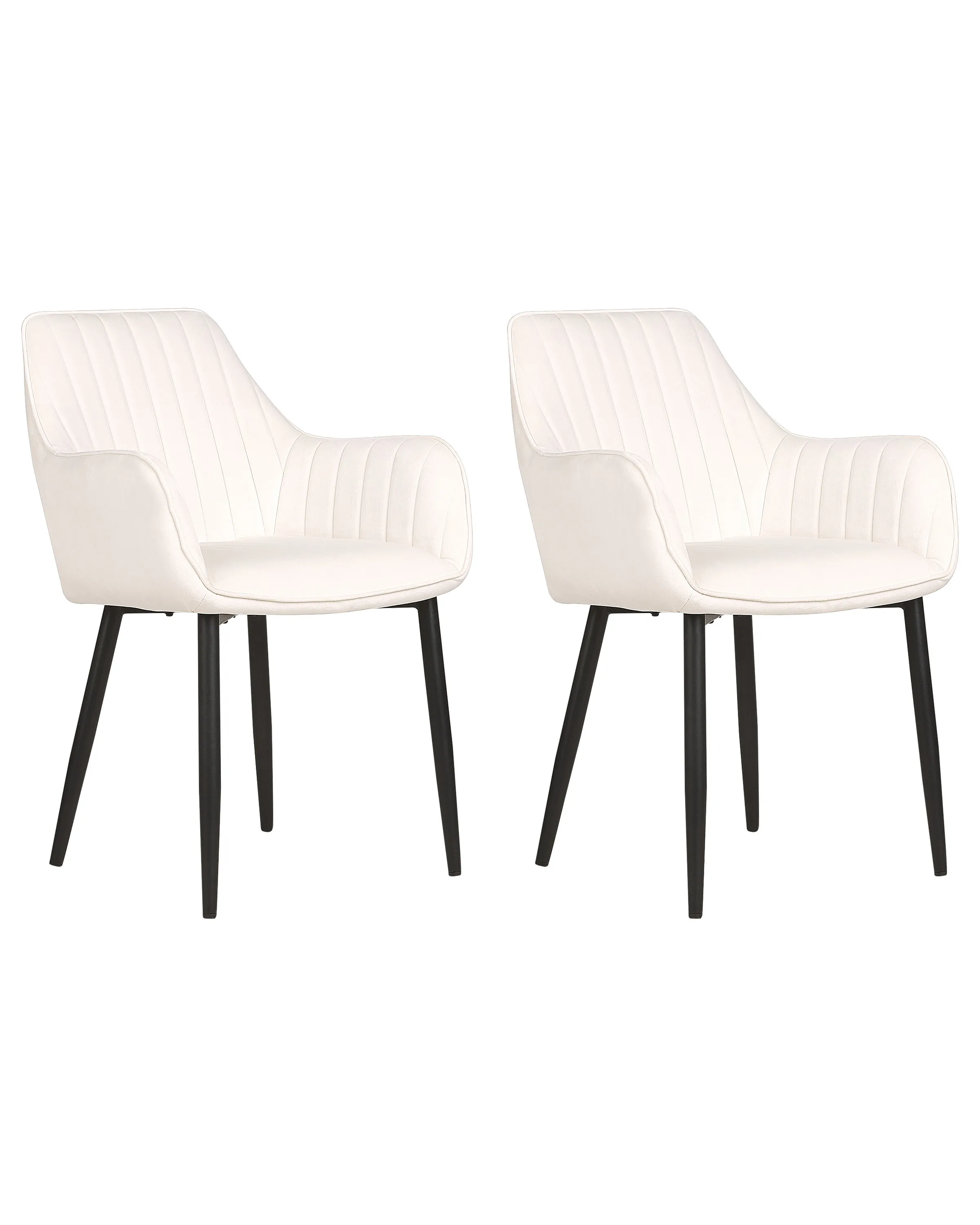 Conjunto de 2 sillas de comedor WELLSTON Terciopelo Blanco crema