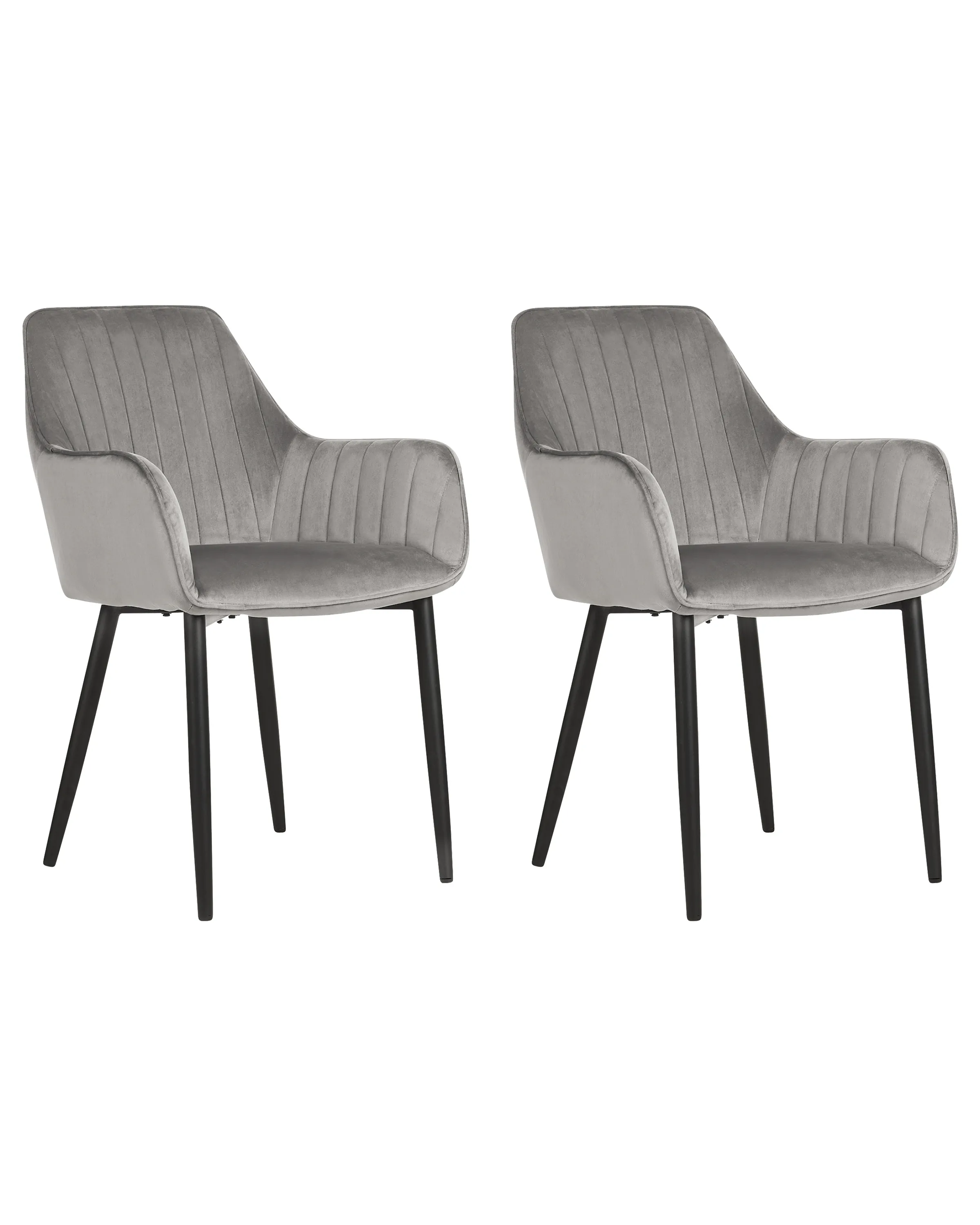 Conjunto de 2 sillas de comedor WELLSTON Terciopelo Gris oscuro