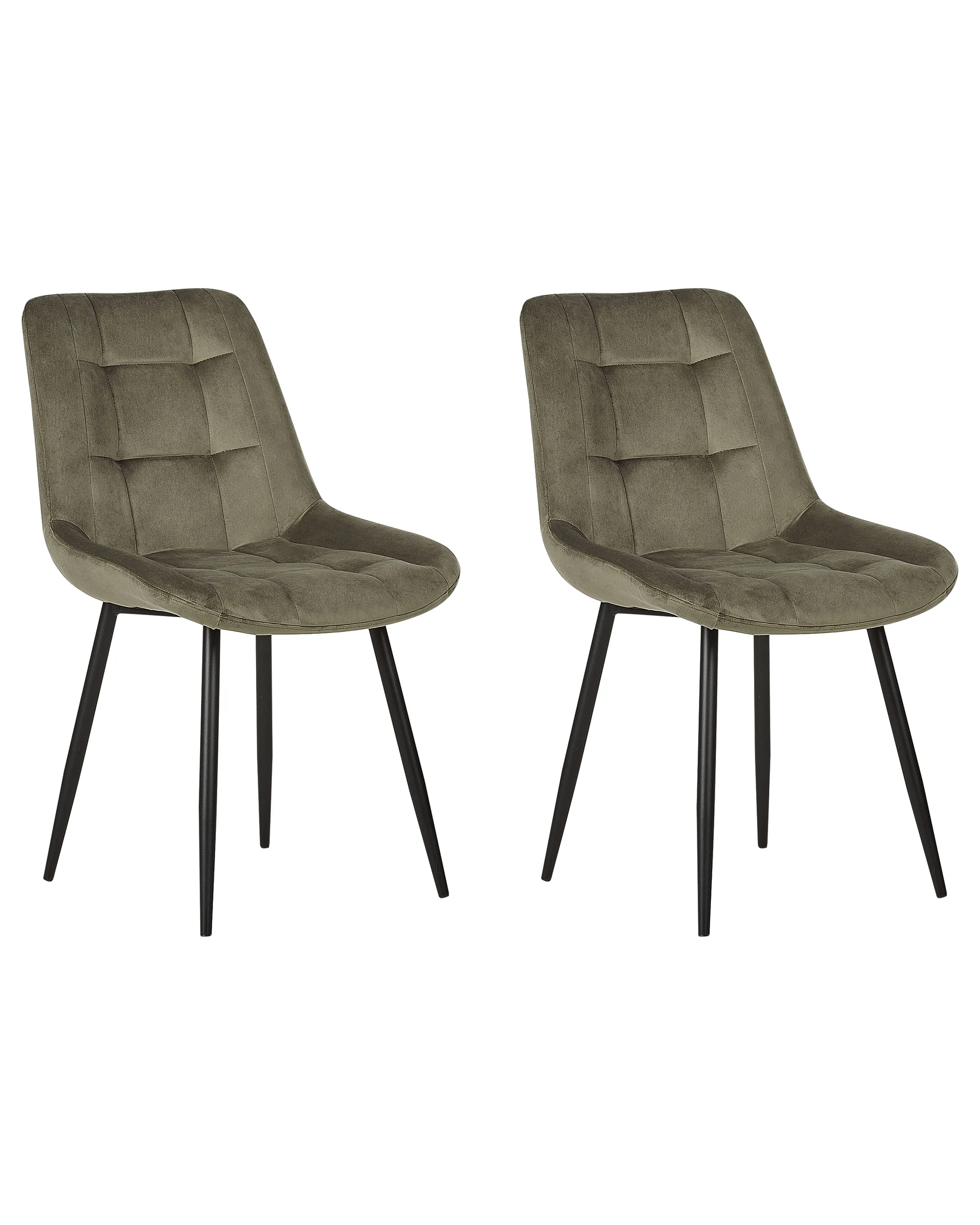 Conjunto de 2 sillas de comedor MELROSE Terciopelo Verde oliva